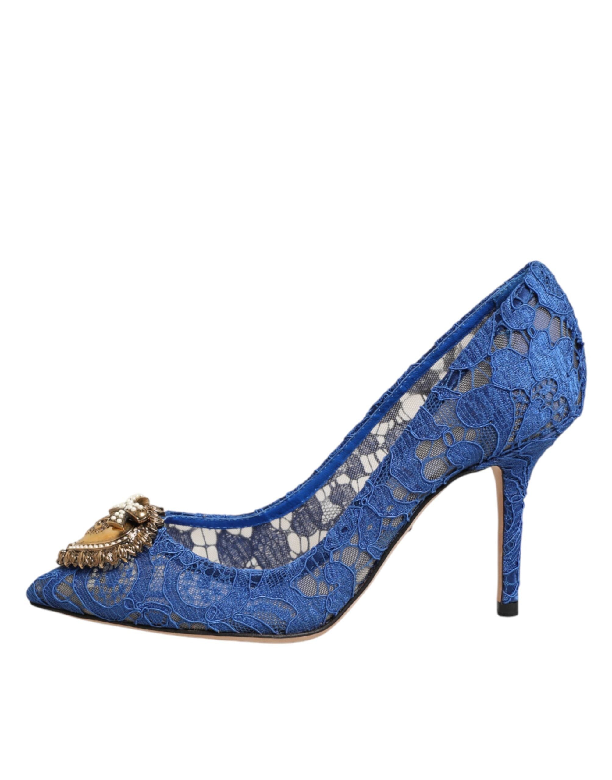 Dolce & Gabbana Blue Taormina Lace DEVOTION Pumps Shoes