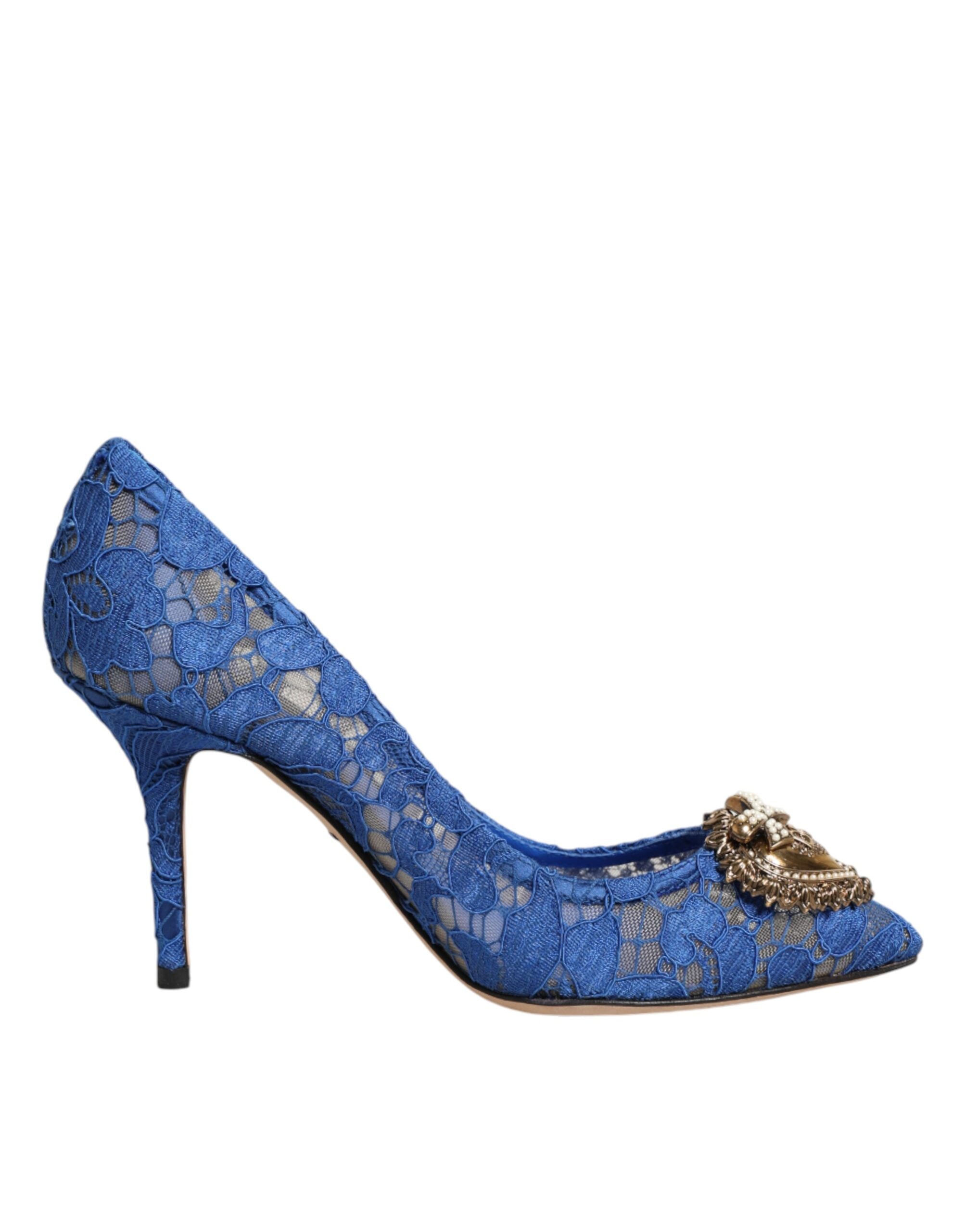 Dolce & Gabbana Blue Taormina Lace DEVOTION Pumps Shoes
