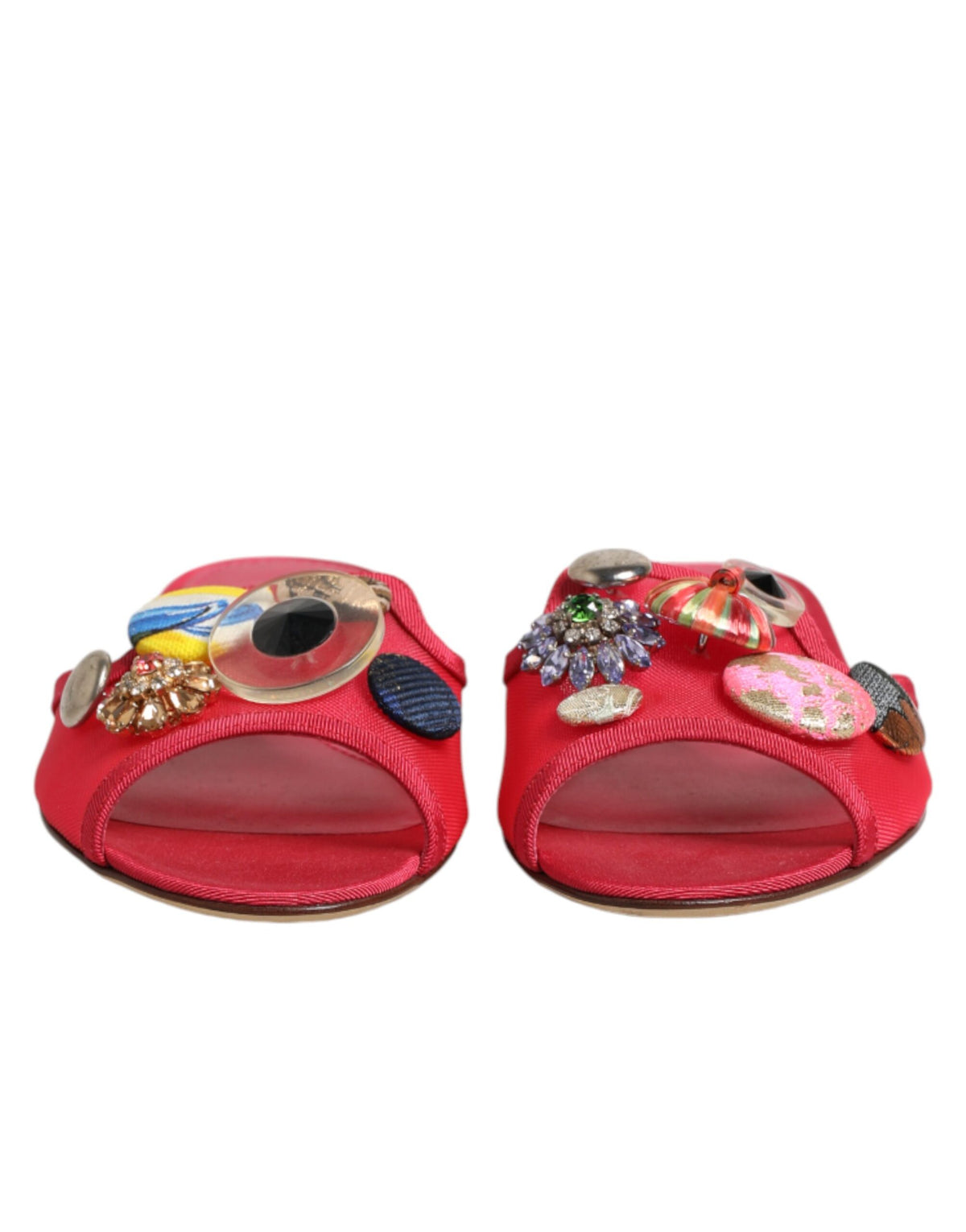 Dolce & Gabbana Rode Versierde Platte Instappers Sandalen Schoenen
