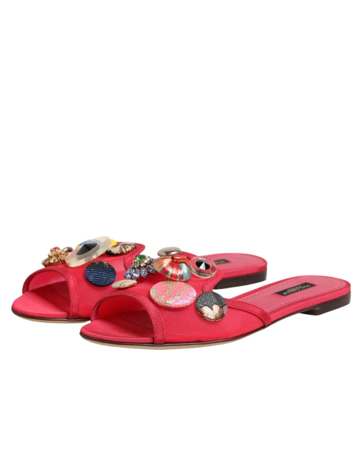 Dolce & Gabbana Rode Versierde Platte Instappers Sandalen Schoenen