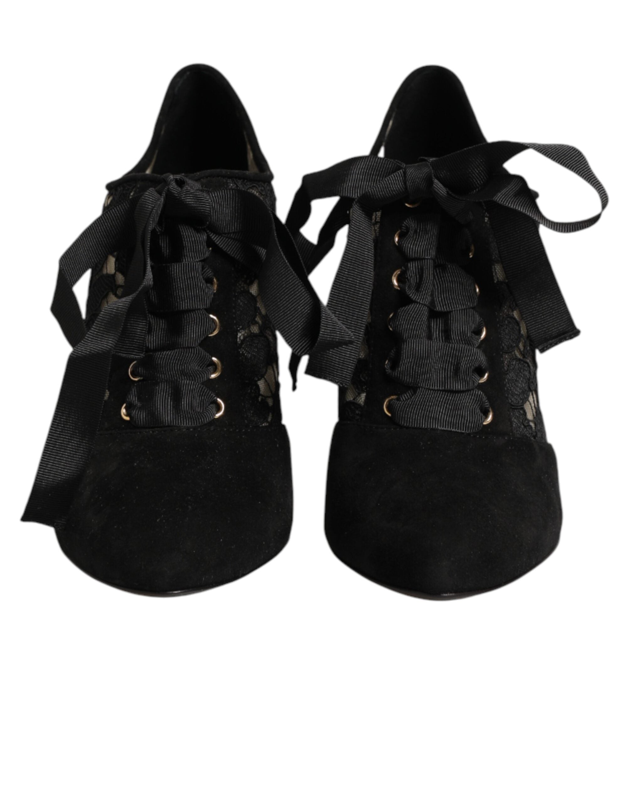 Dolce & Gabbana Zwarte Bloemen Hoge Hakken VETERPOMPEN Schoenen