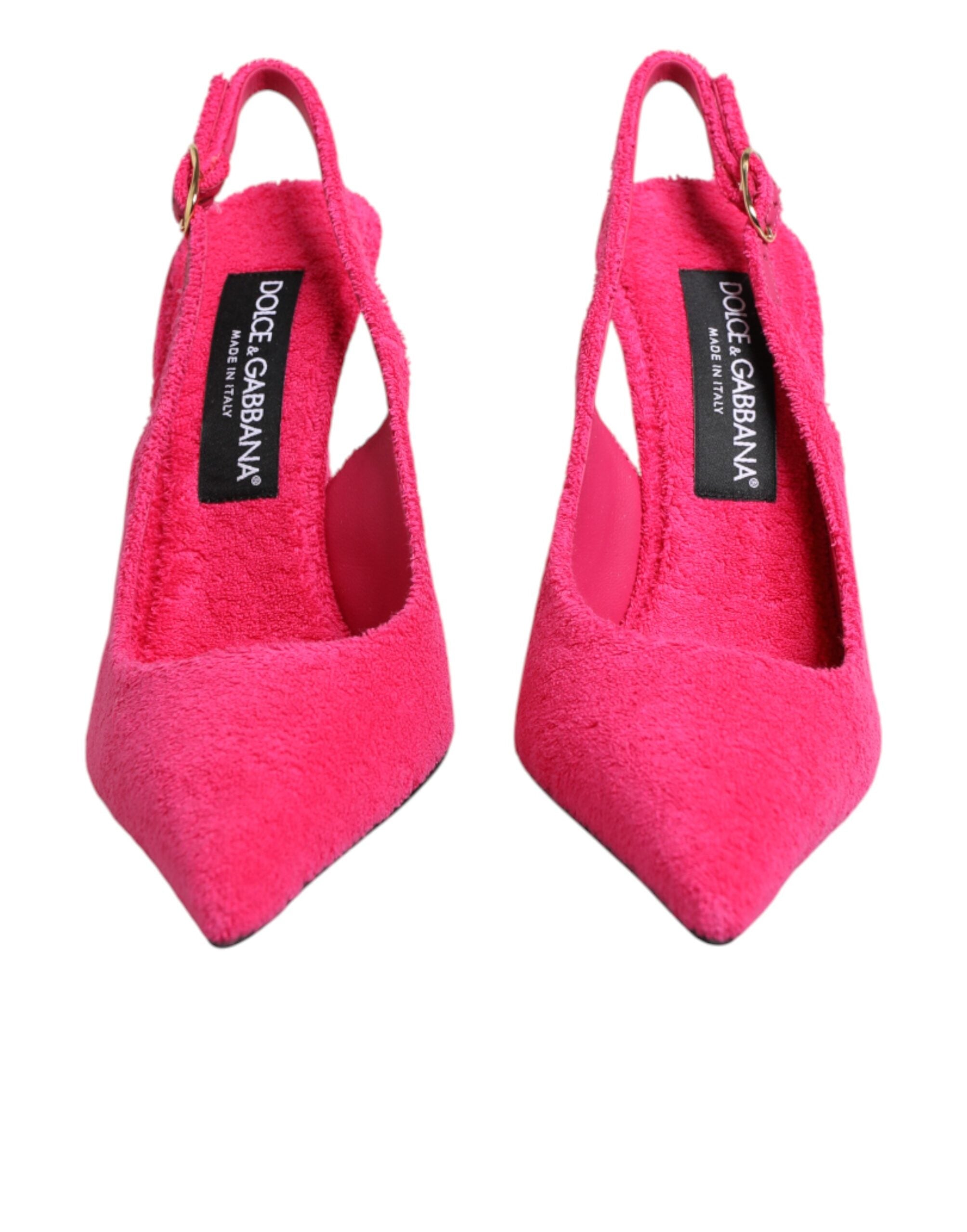 Roze badstof slingbacks met hoge hakken van Dolce & Gabbana
