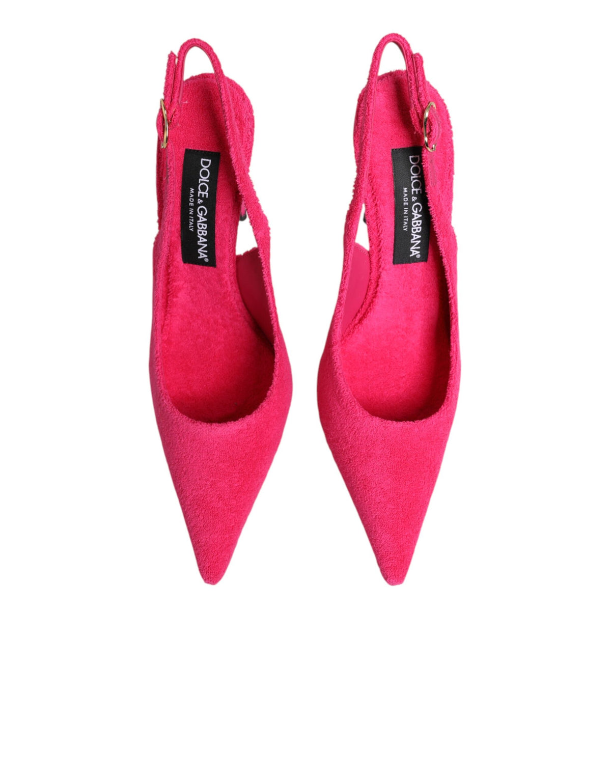 Roze badstof slingbacks met hoge hakken van Dolce & Gabbana