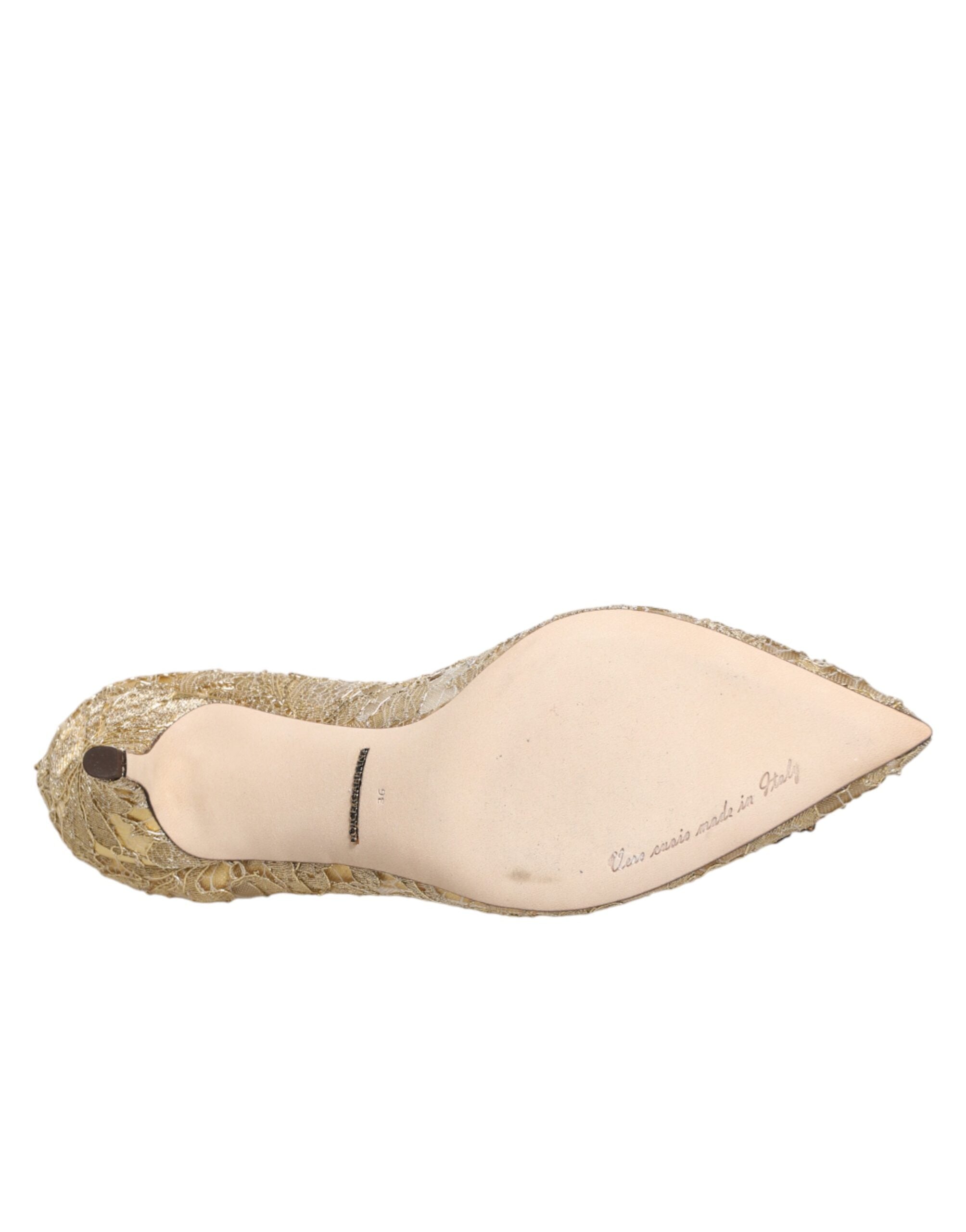 Dolce & Gabbana Gold Taormina Lace DEVOTION Pumps
