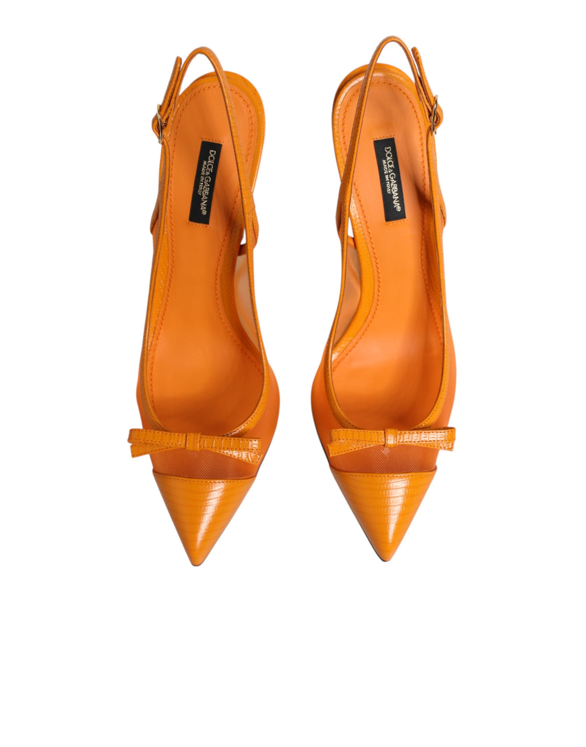 Dolce & Gabbana Oranje Leren Mesh Slingback Hakken Pumps