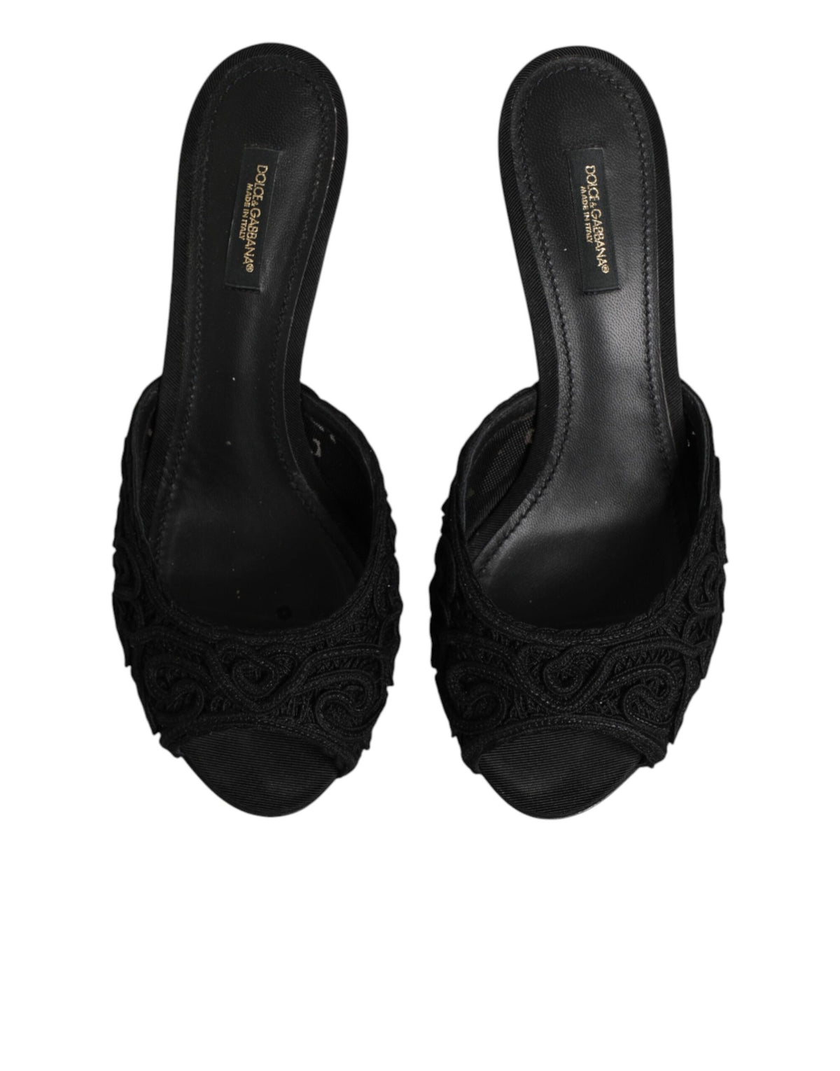 Dolce & Gabbana Zwarte Geborduurde Muiltjes met Hak