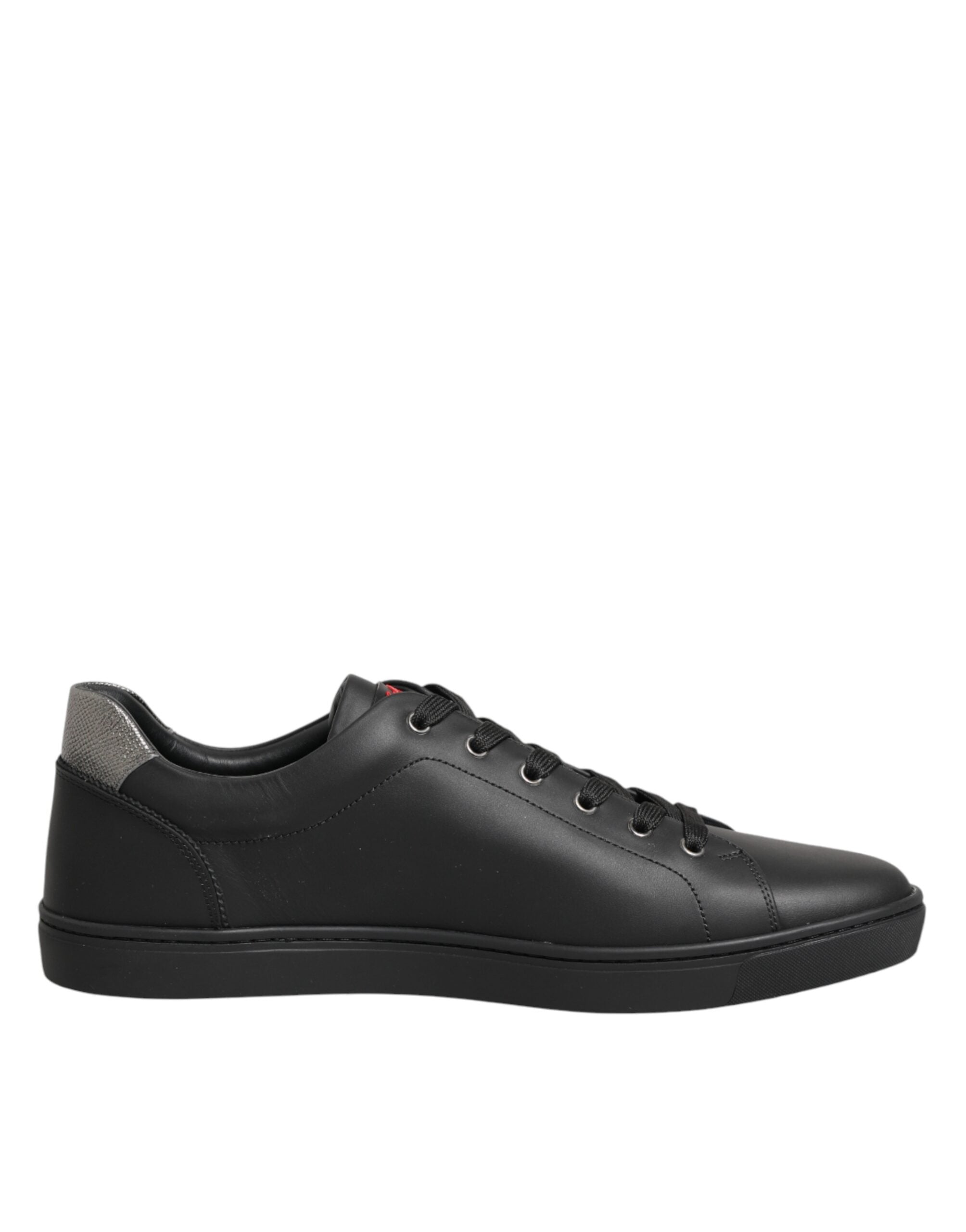 Dolce & Gabbana Zwarte Leren Sneakers Met Hartversiering