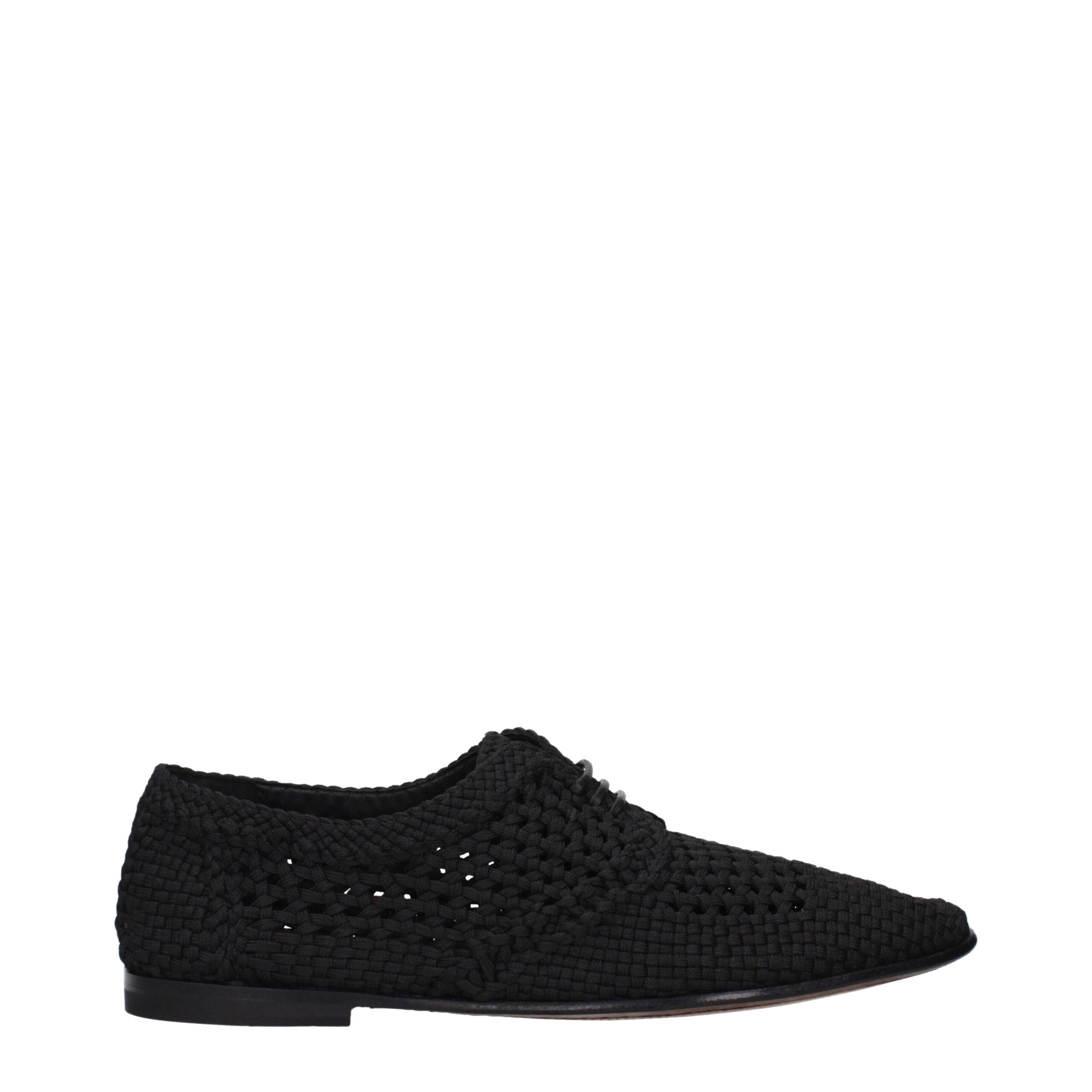 Dolce & Gabbana Zwarte Stoffen Veterschoenen en Derbies