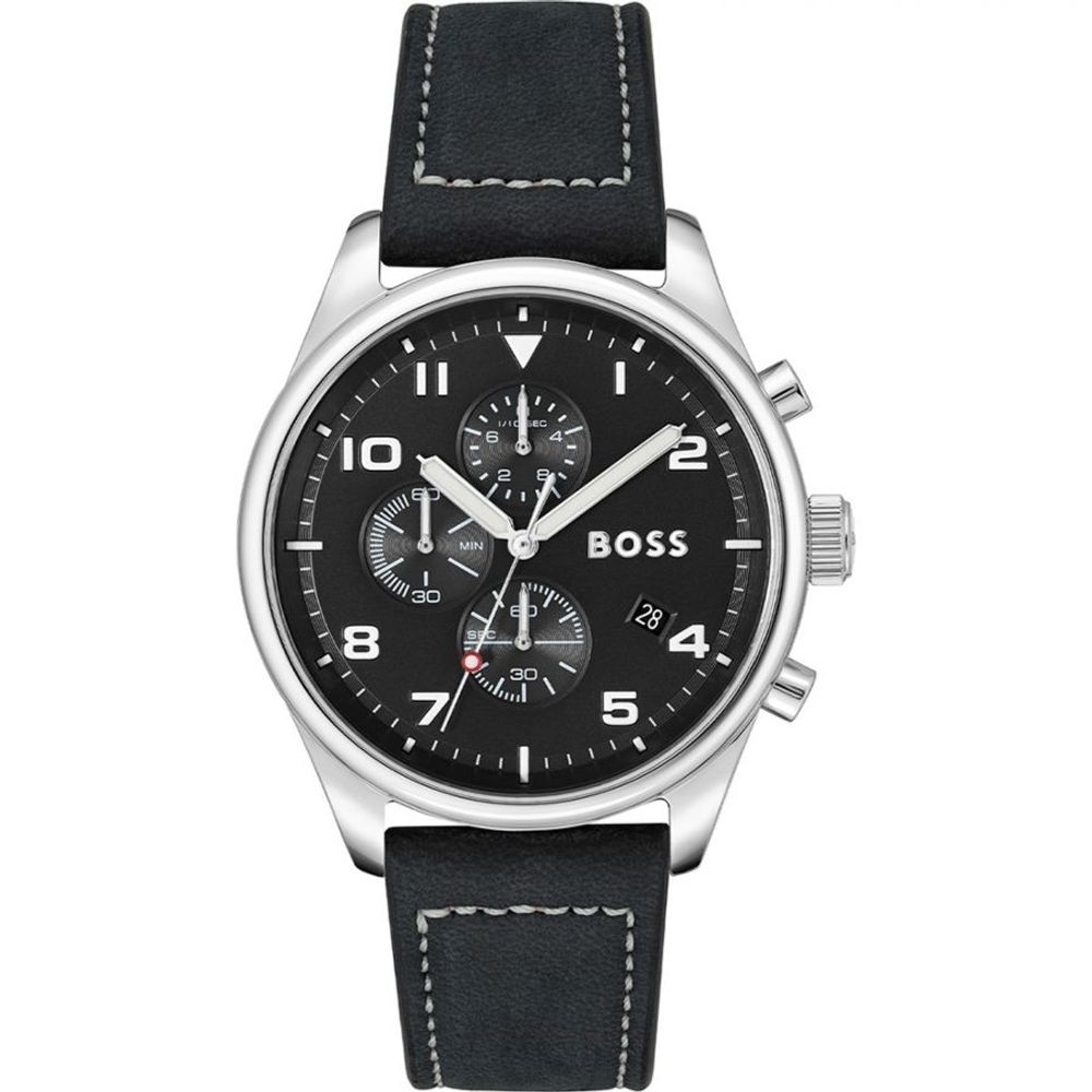 Hugo Boss zwart leren dress watch