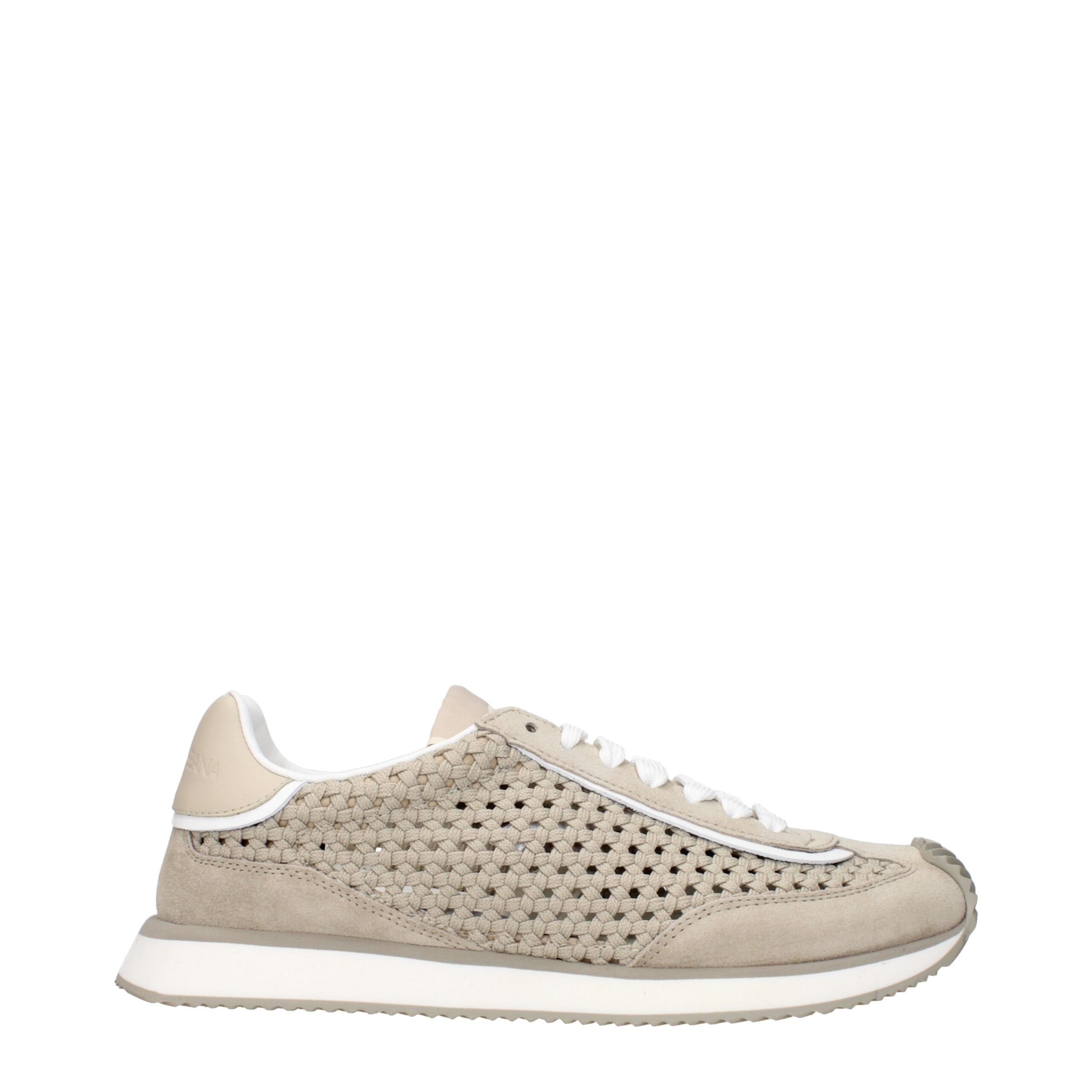 Dolce & Gabbana Beige Stoffen Lage Sneakers