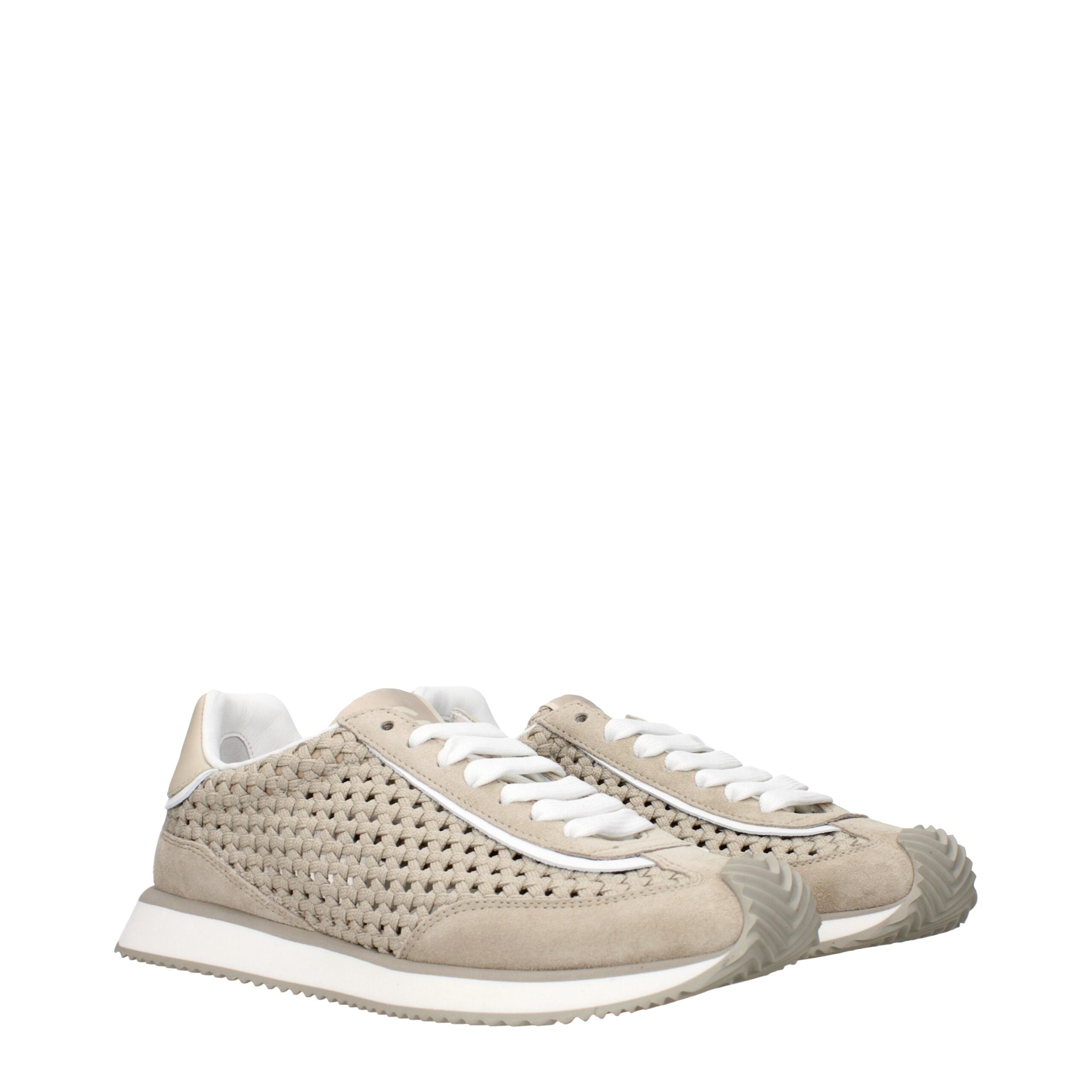 Dolce & Gabbana Beige Stoffen Lage Sneakers