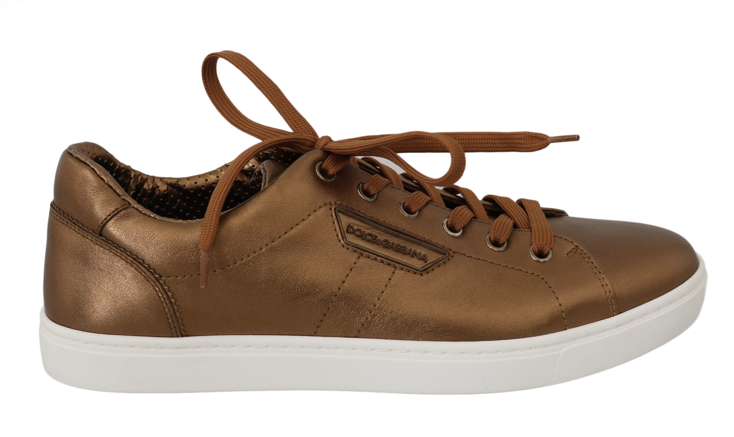 Dolce & Gabbana Gold Leather Men's Casual Sneakers