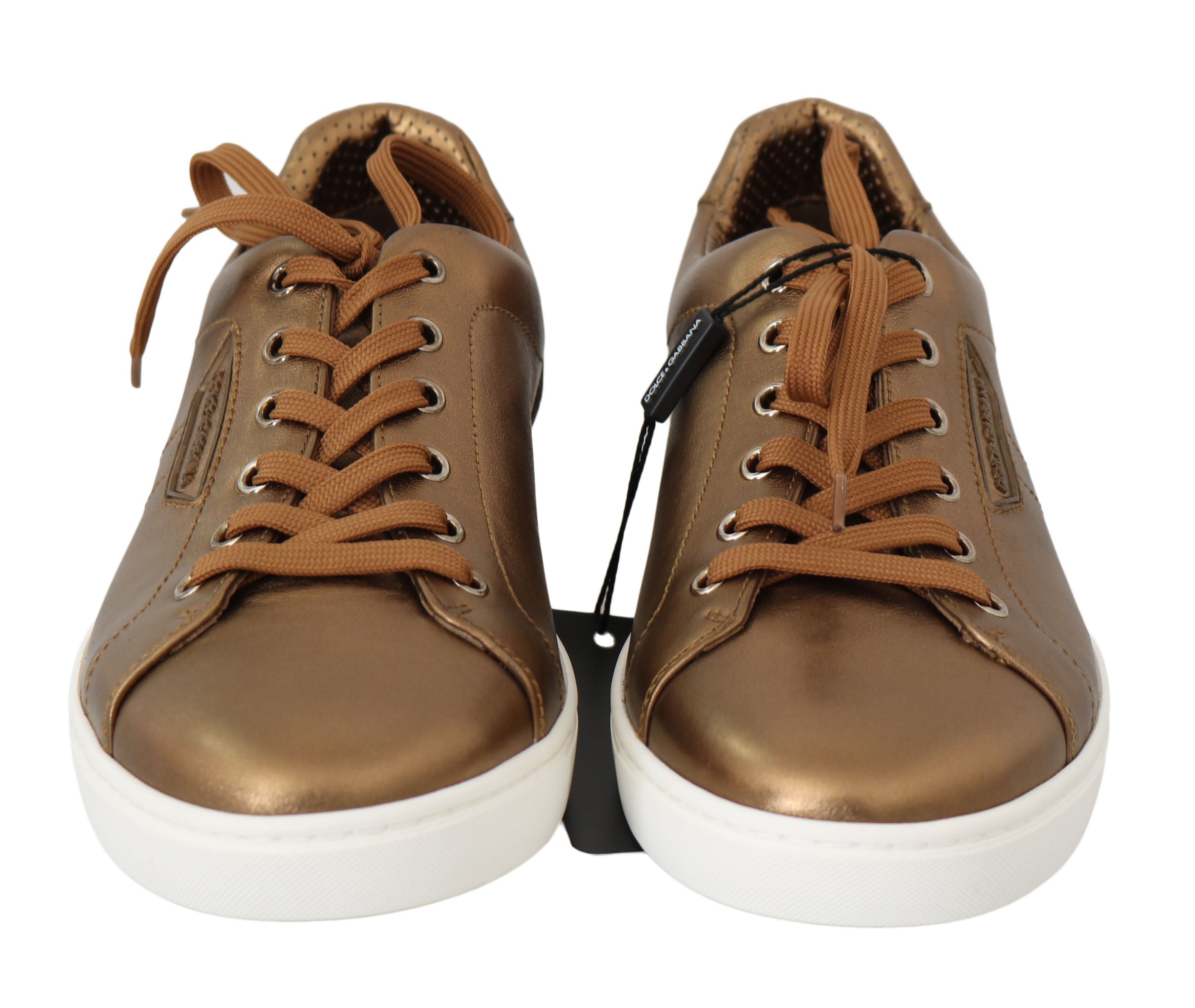 Dolce & Gabbana Gold Leather Men's Casual Sneakers