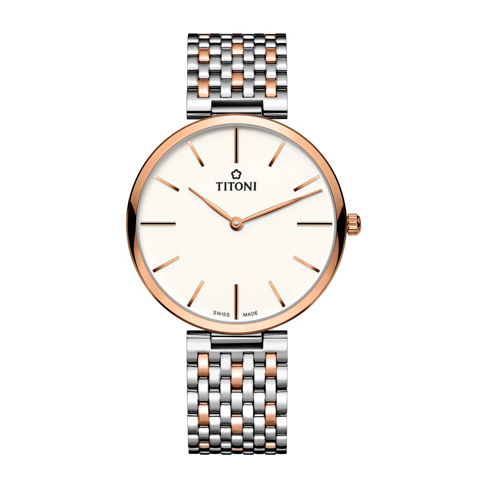 TITONI Grijze roestvrijstalen dresswatch