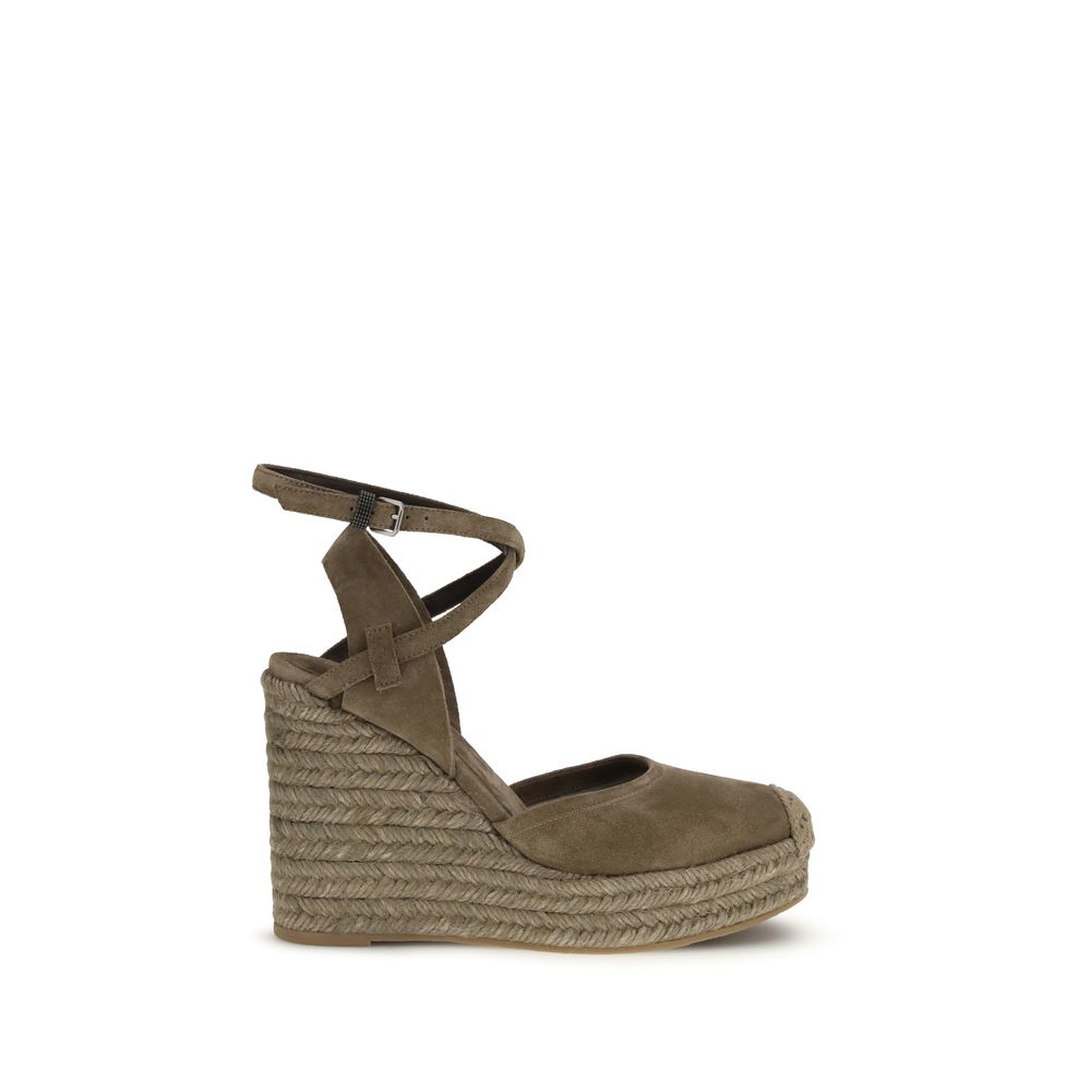 Brunello Cucinelli Beige Kalfsleer Bos Taurus Espadrilles