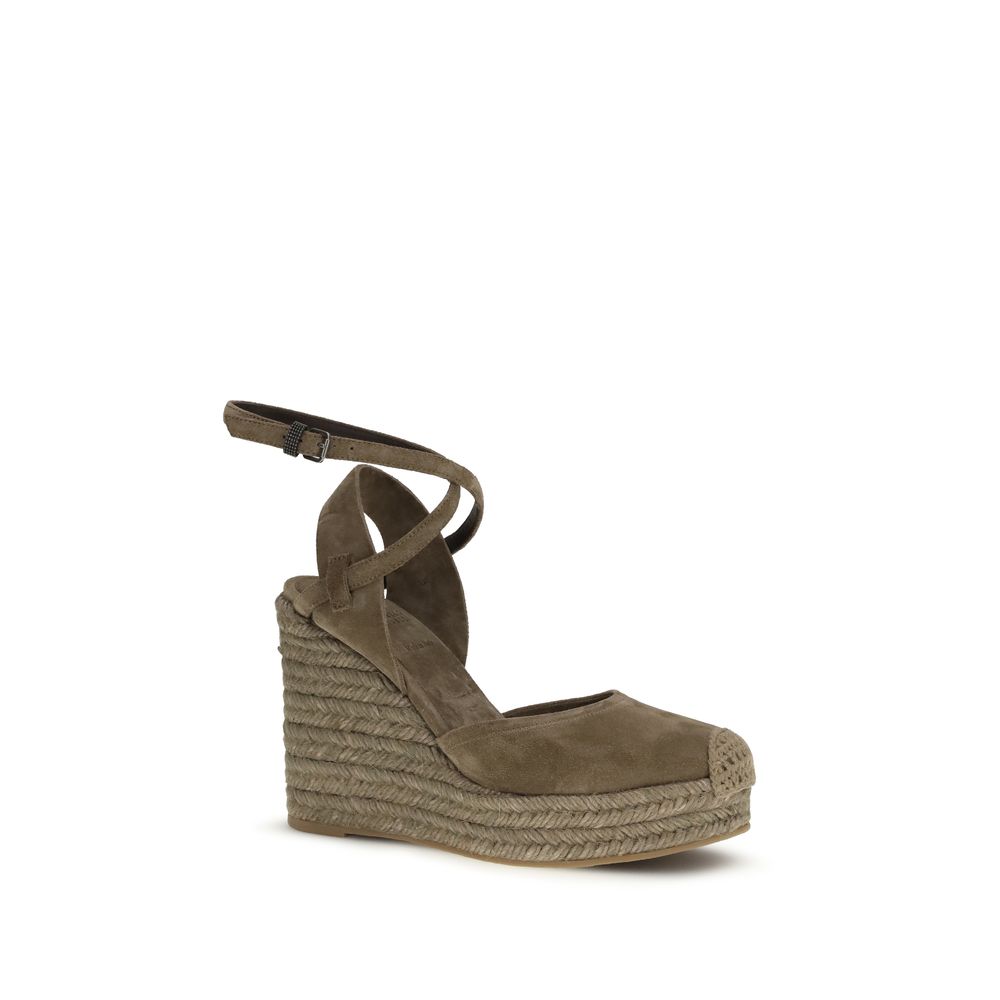 Brunello Cucinelli Beige Kalfsleer Bos Taurus Espadrilles