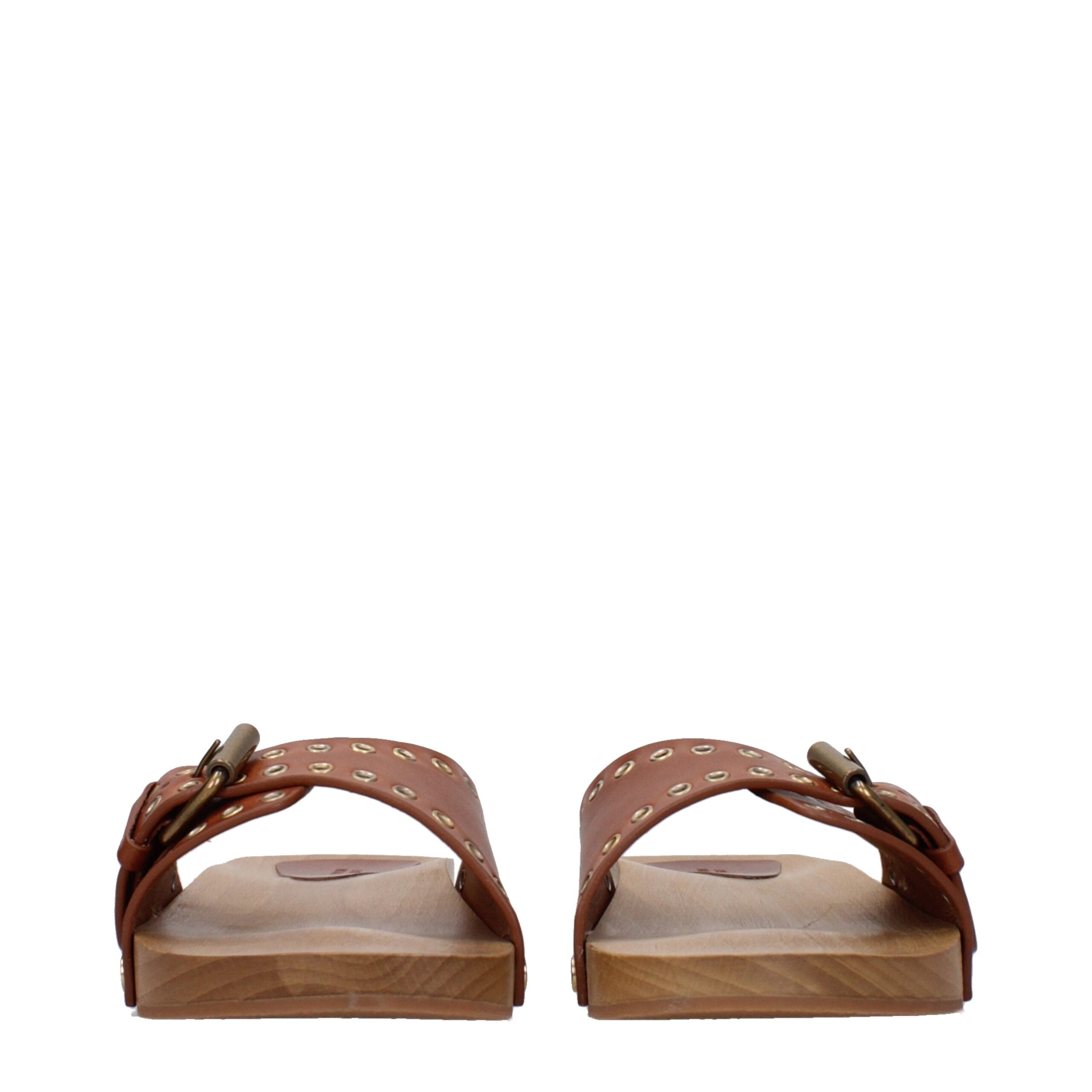 Isabel Marant Bruine Leren Slippers