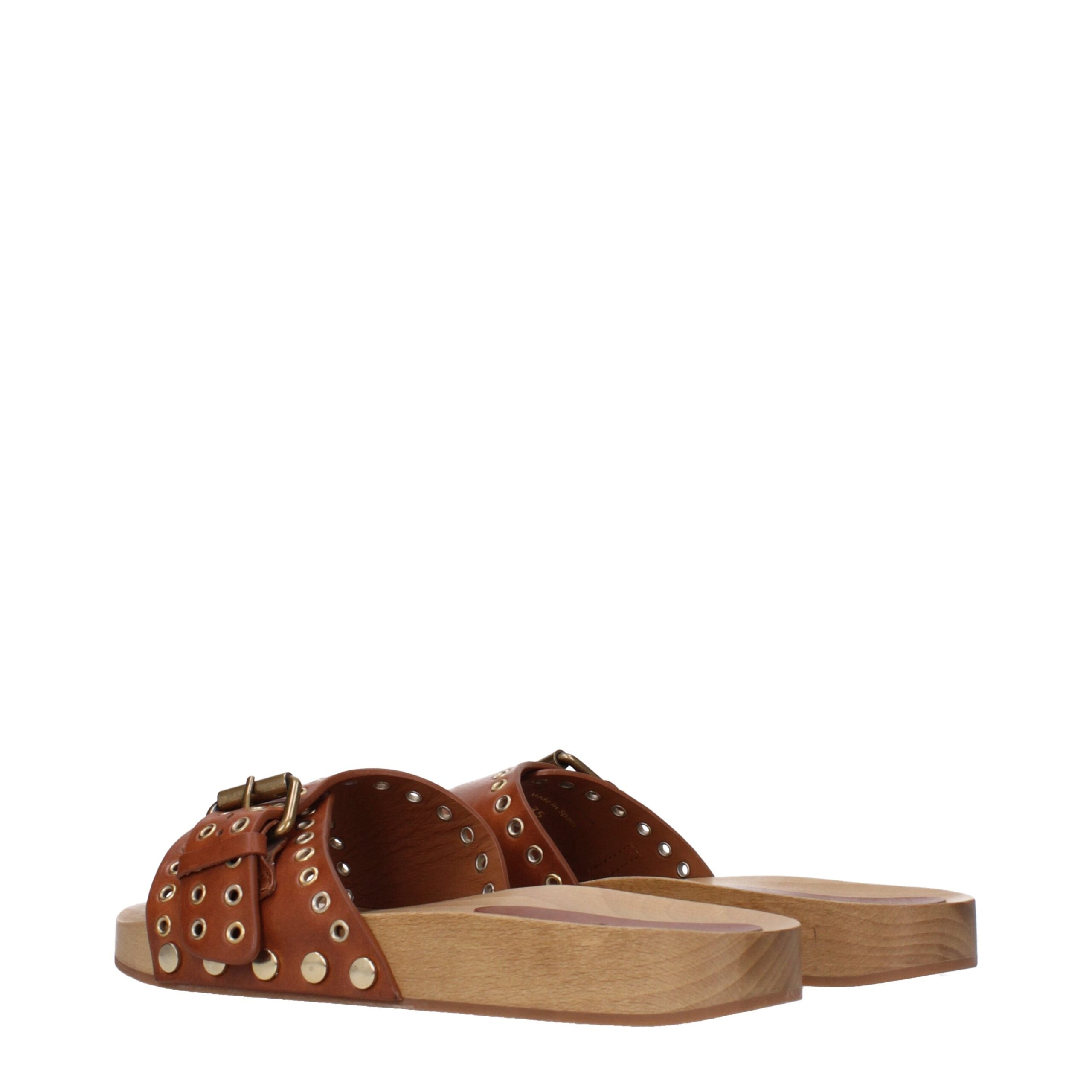 Isabel Marant Bruine Leren Slippers