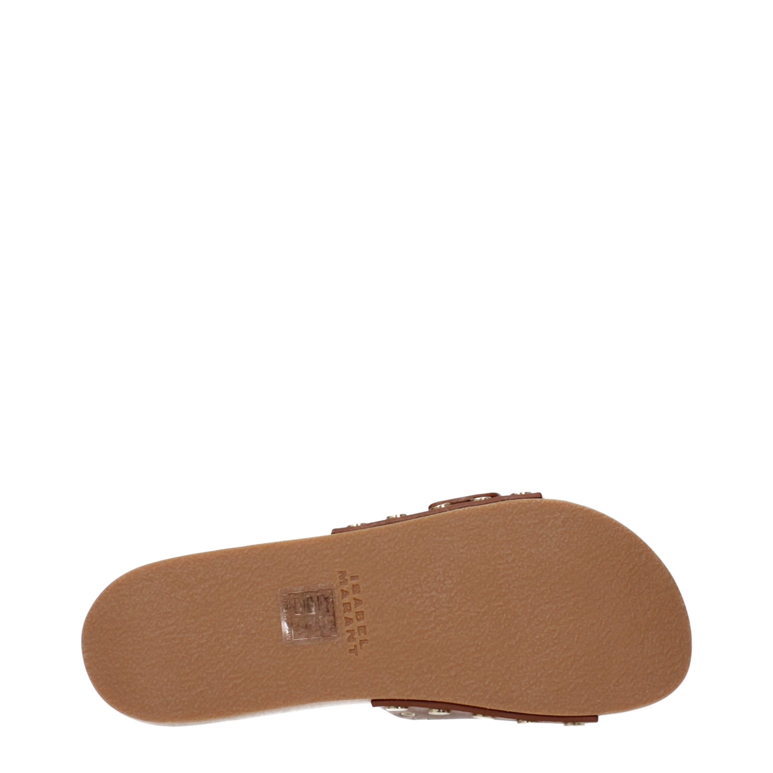 Isabel Marant Bruine Leren Slippers