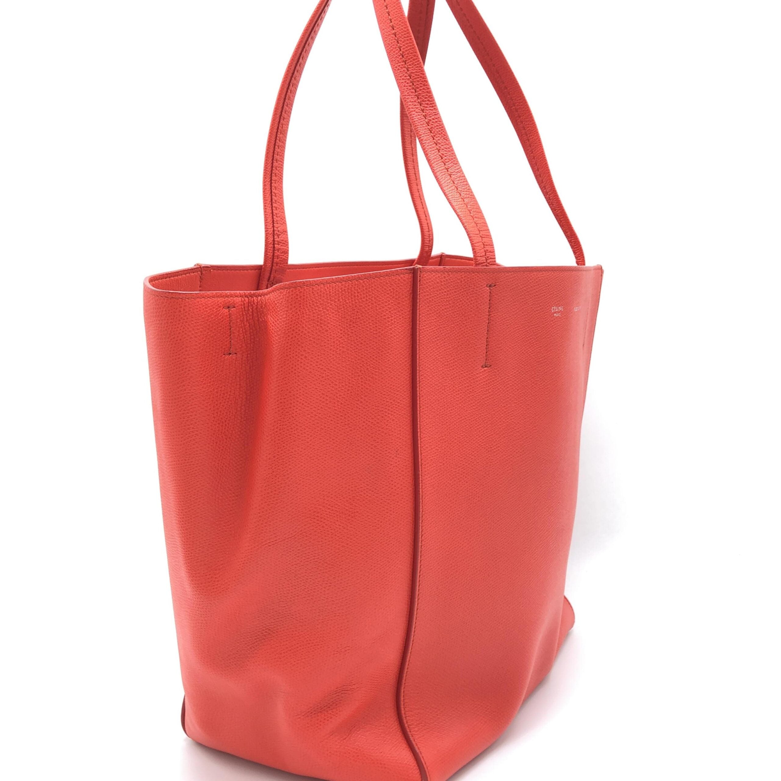 Celine Phantom Red Pebbled Leather Tote Bag