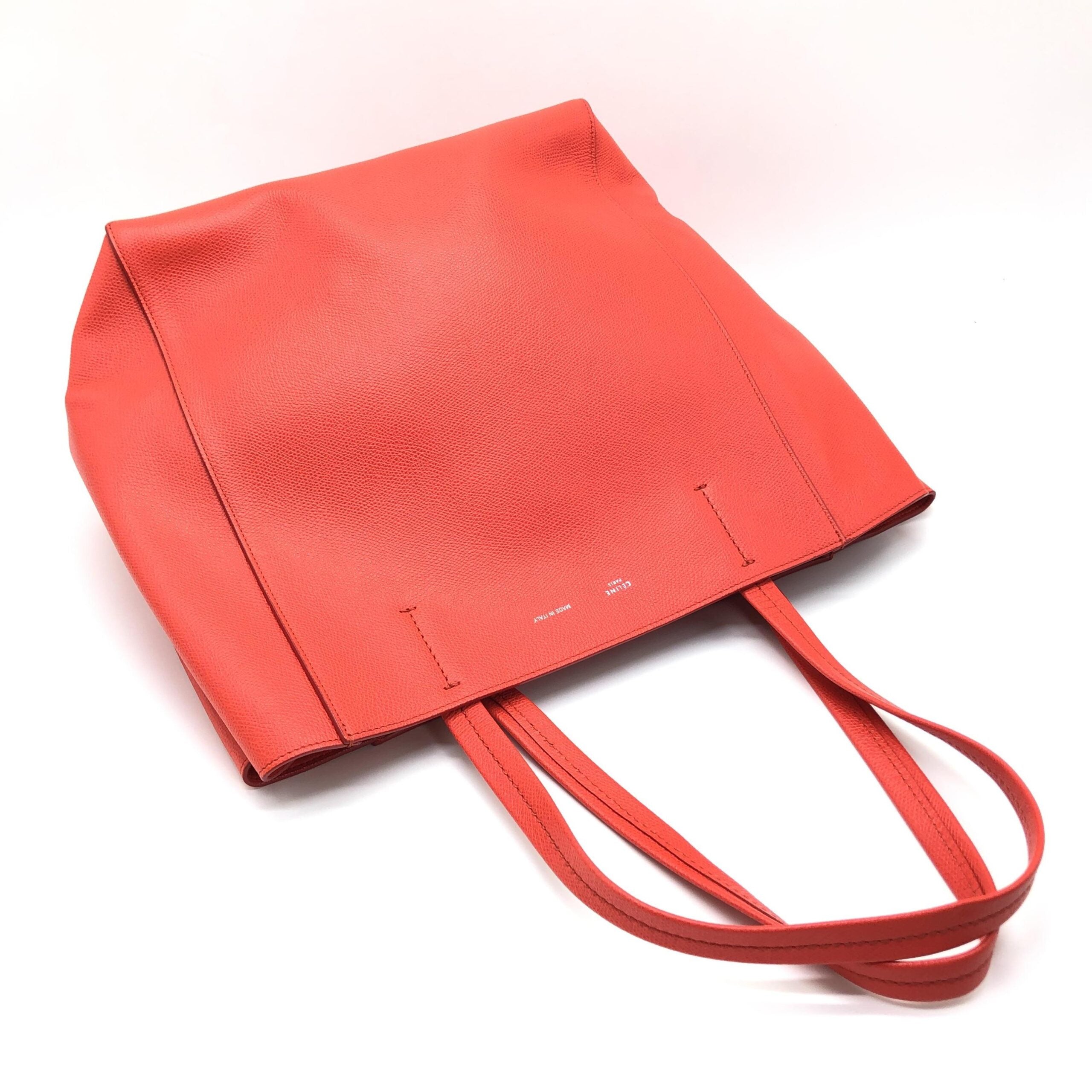 Celine Phantom Red Pebbled Leather Tote Bag