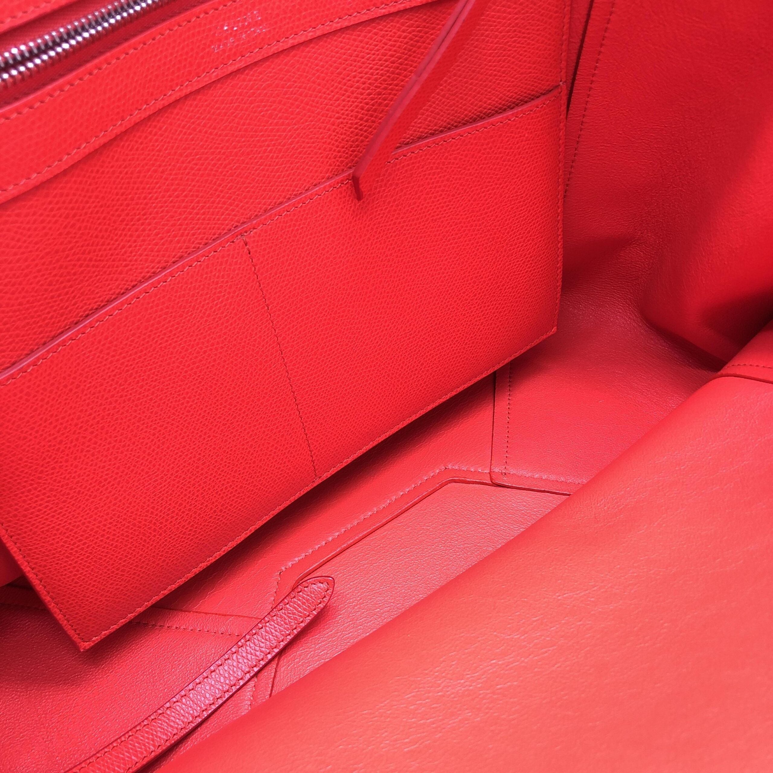 Celine Phantom Red Pebbled Leather Tote Bag