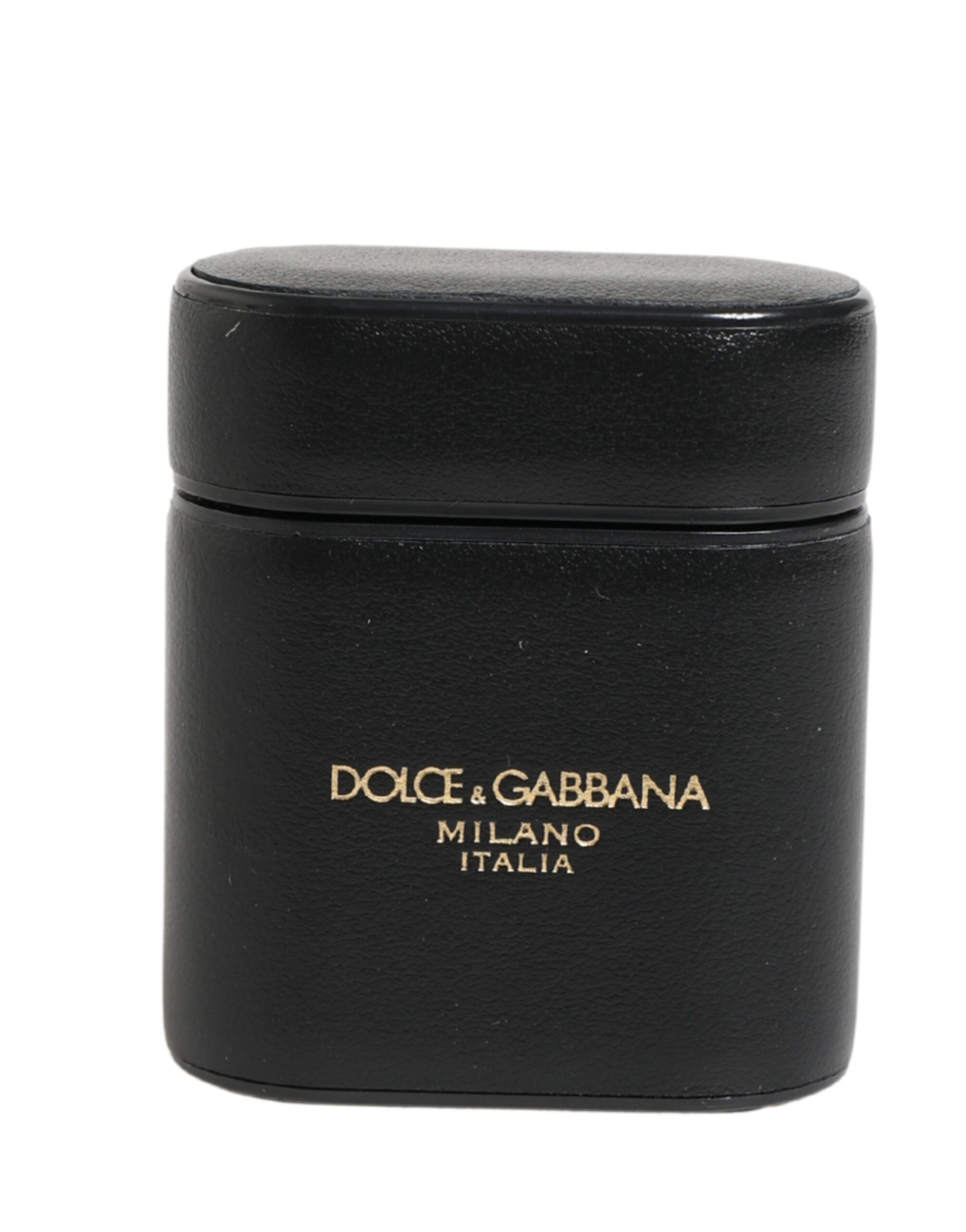 Dolce & Gabbana Zwart Kalfsleer Logo Print Flippetui Airpods Hoesje
