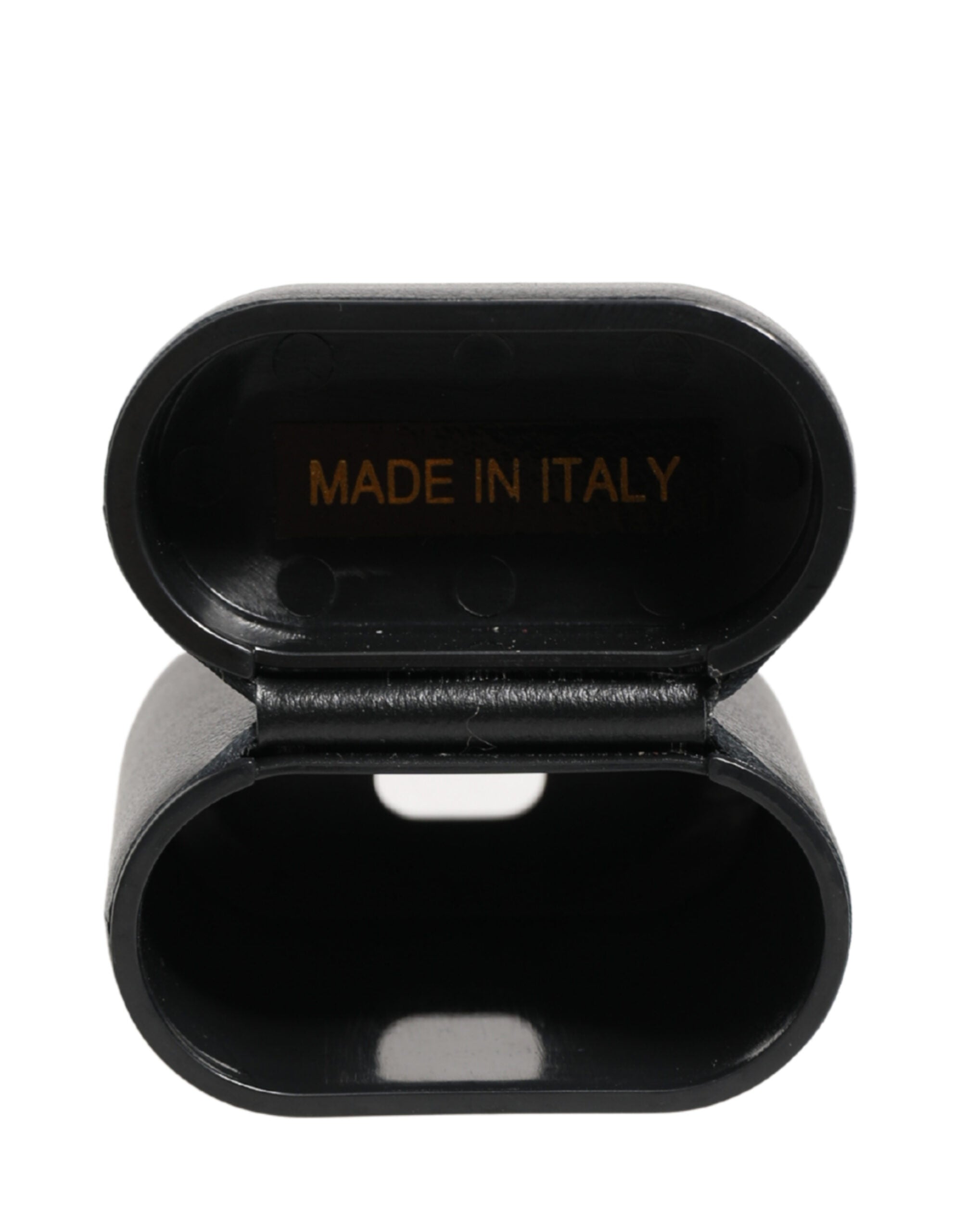 Dolce & Gabbana Zwart Kalfsleer Logo Print Flippetui Airpods Hoesje