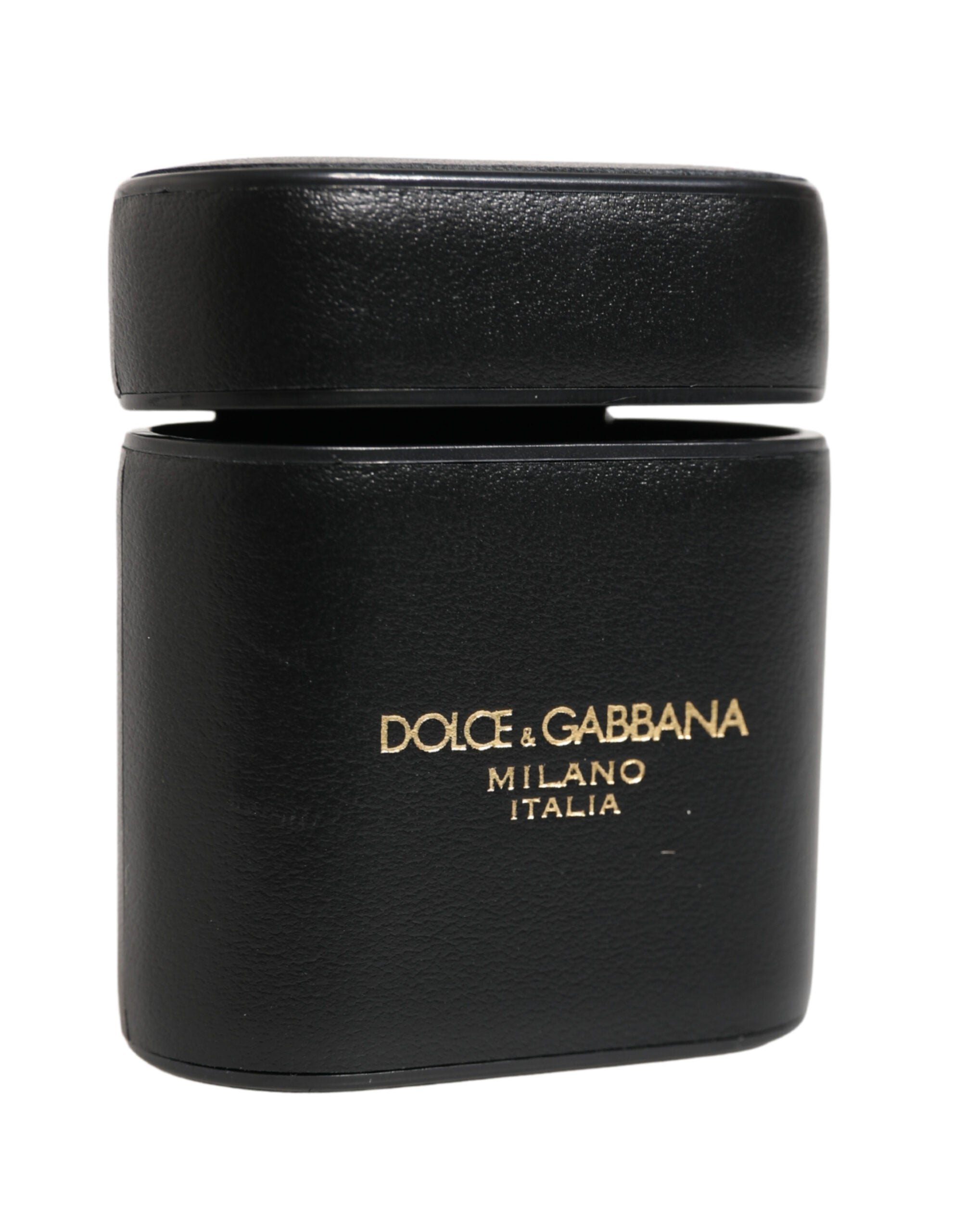 Dolce & Gabbana Zwart Kalfsleer Logo Print Flippetui Airpods Hoesje