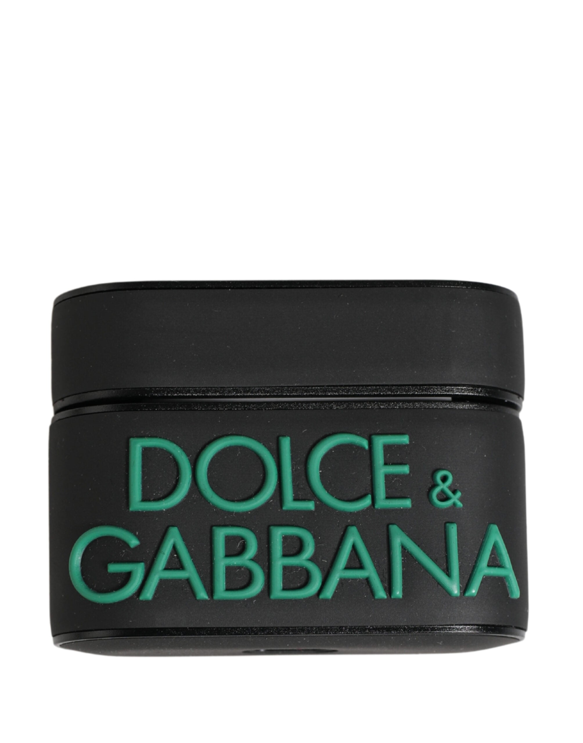 Dolce & Gabbana Zwarte PVC Flip Houder met Reliëf Logo voor Dames Airpods Hoesje