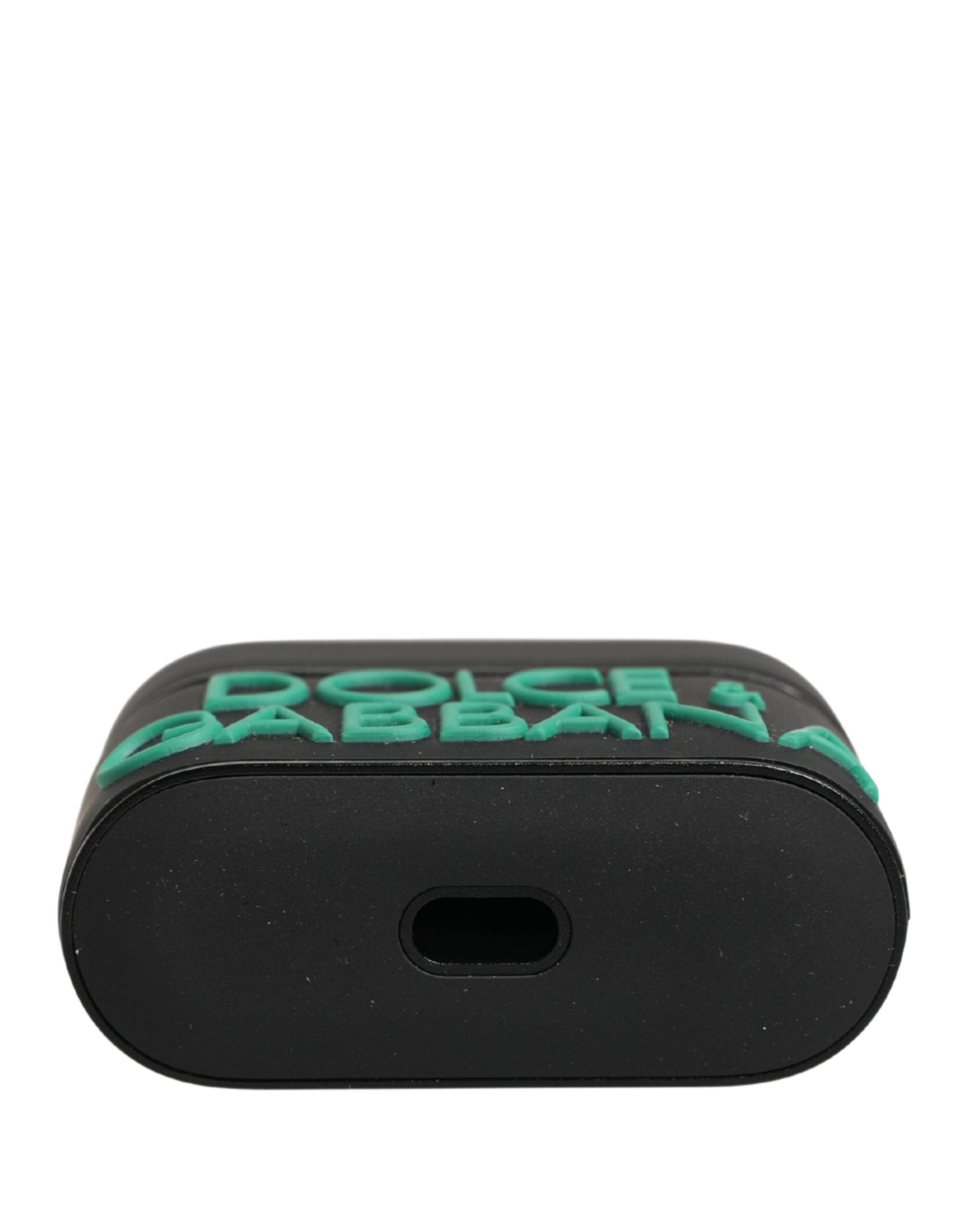 Dolce & Gabbana Zwarte PVC Flip Houder met Reliëf Logo voor Dames Airpods Hoesje
