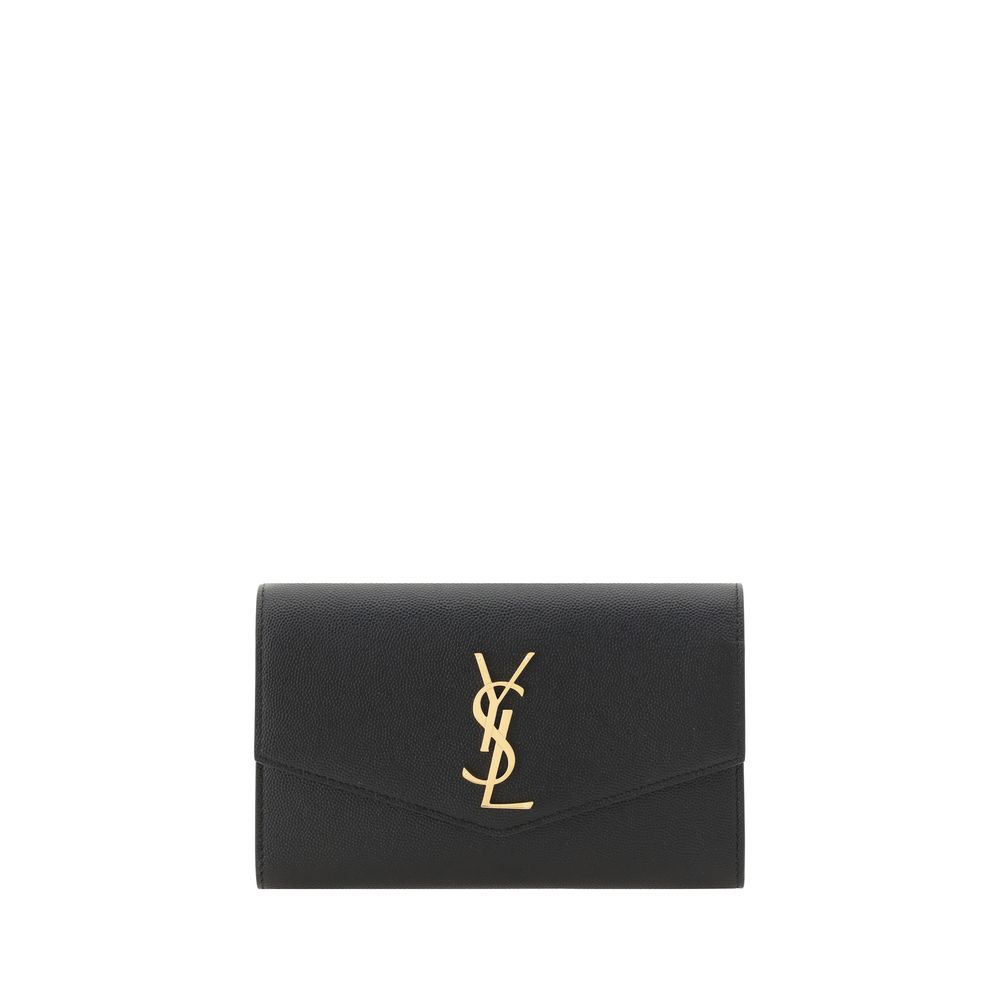 Saint Laurent Zwarte Kalfsleren Portemonnee van Bos Taurus