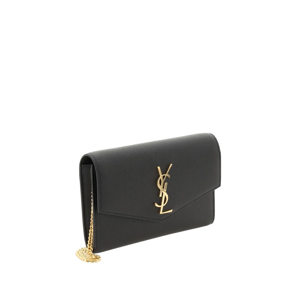 Saint Laurent Zwarte Kalfsleren Portemonnee van Bos Taurus