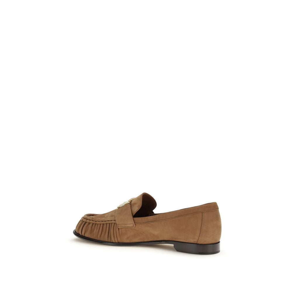 Fendi Brown Lamb Ovis Aries Aries Slip-On Loafers