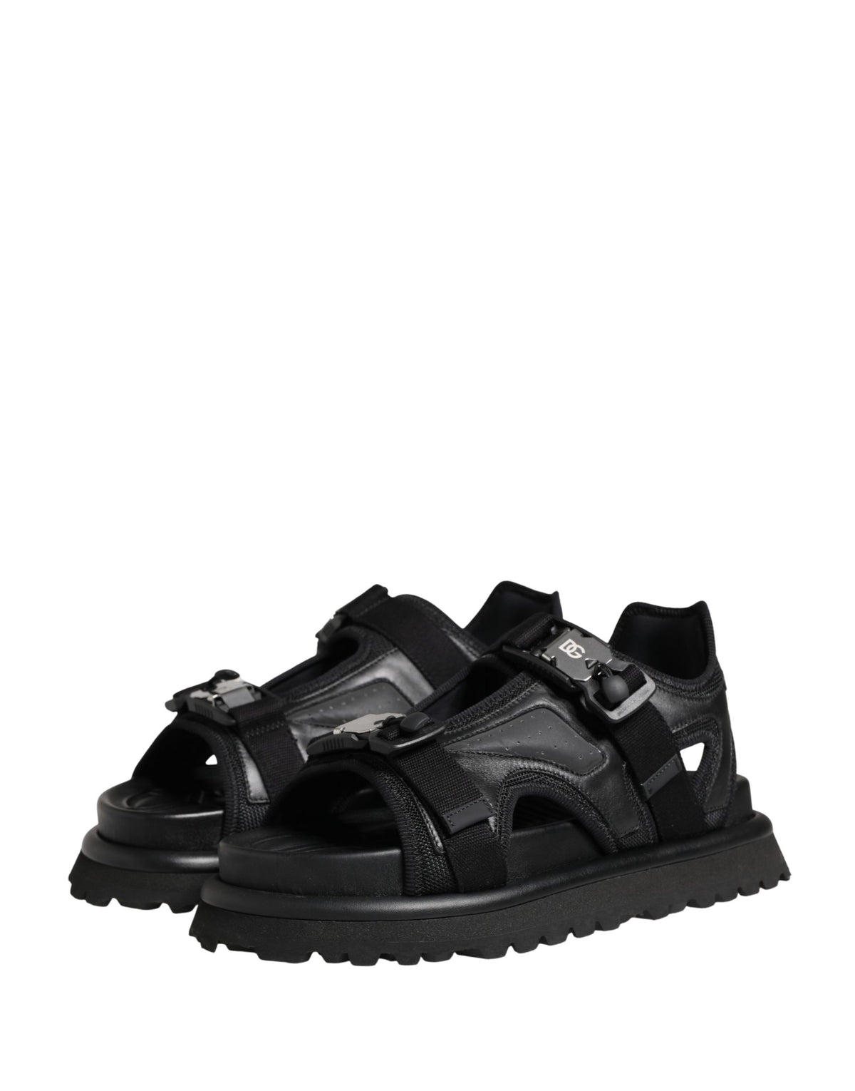 Dolce & Gabbana Black Logo Detailed Men's Chunky Sandals Shoes