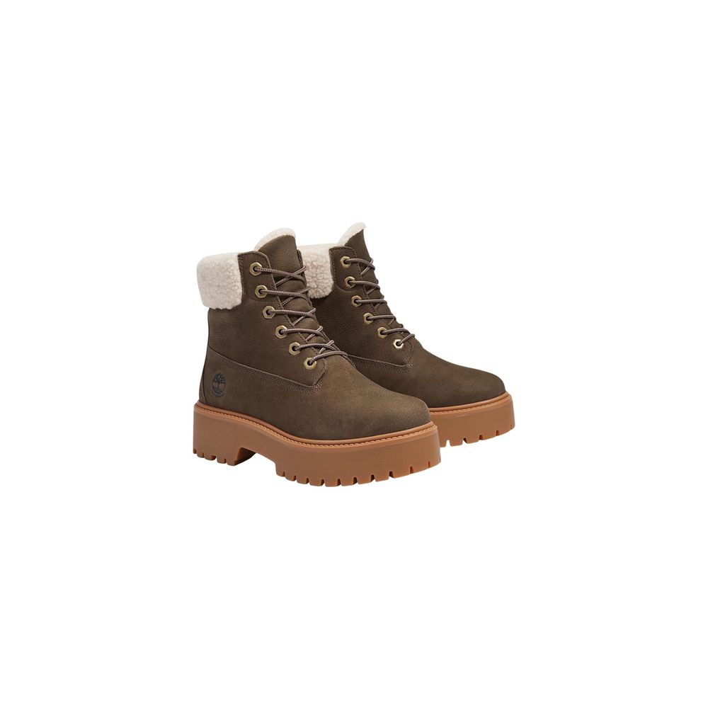 Bottes Timberland marron en cuir recyclé à lacets