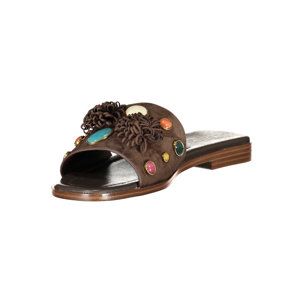 Twinset Brown Leather Women's Slipper