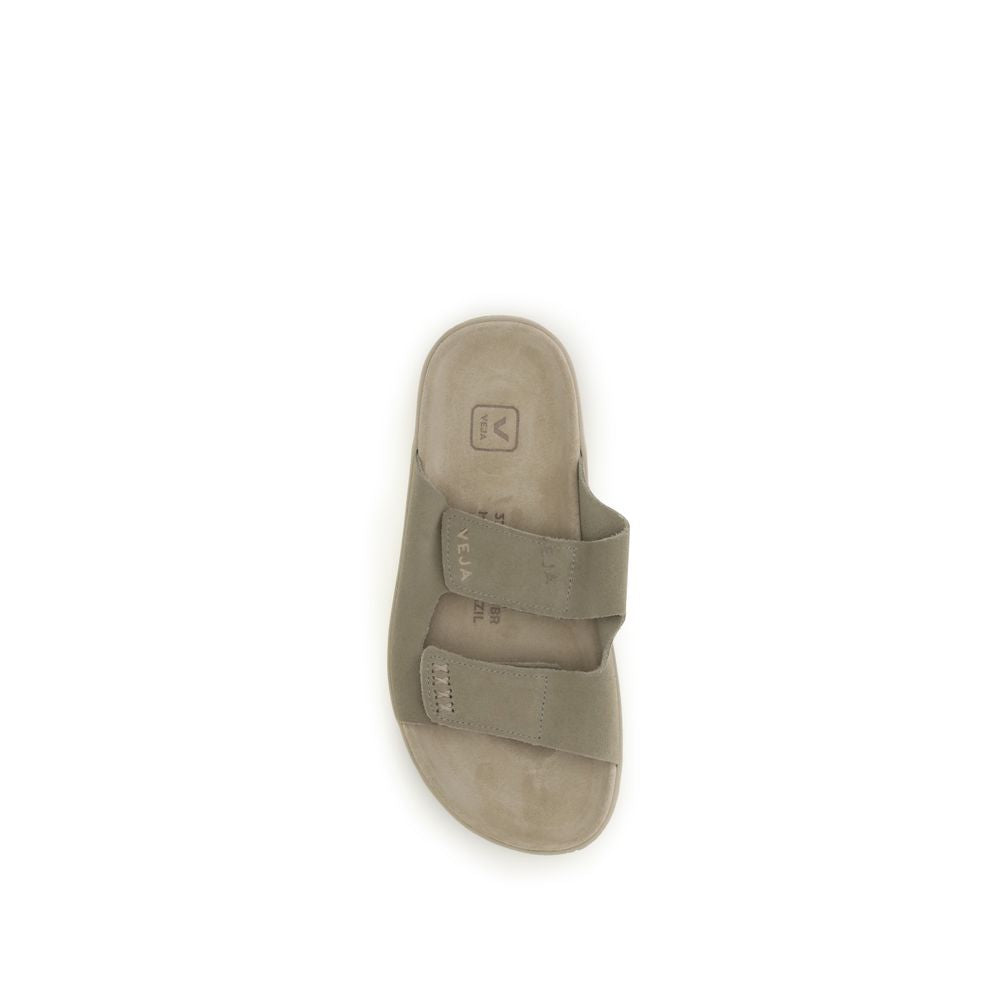 Veja Beige Kalfsleer Bos Taurus Platte Sandalen