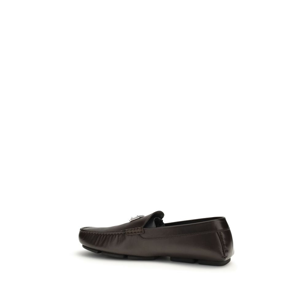 Dolce & Gabbana Brown Calfskin Slip-On Loafers