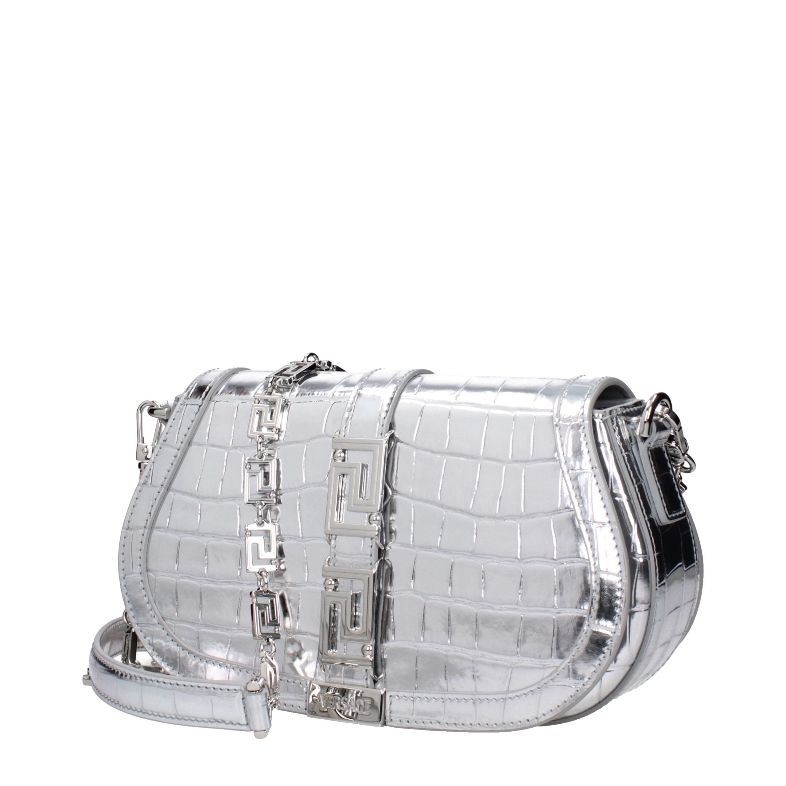 Versace Grey Leather Shoulder Bag