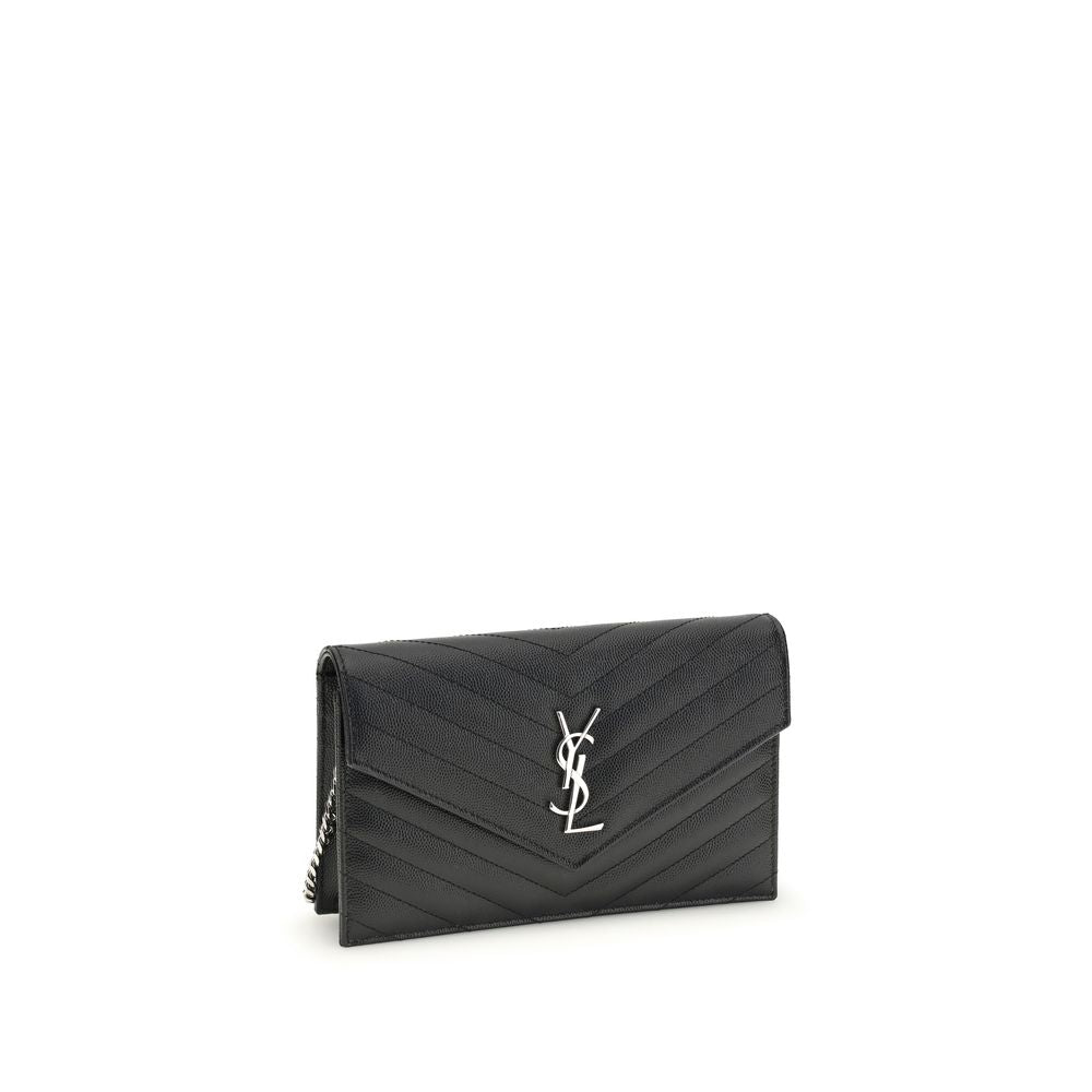 Saint Laurent Zwarte Kalfsleren Portemonnee van Bos Taurus