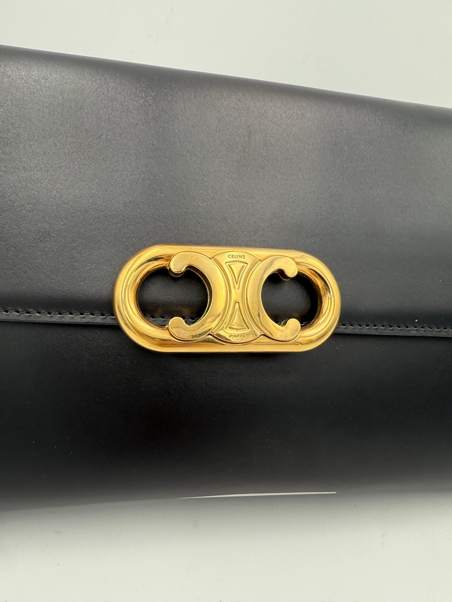 Celine CELINE TRIOMPHE Black Clutch