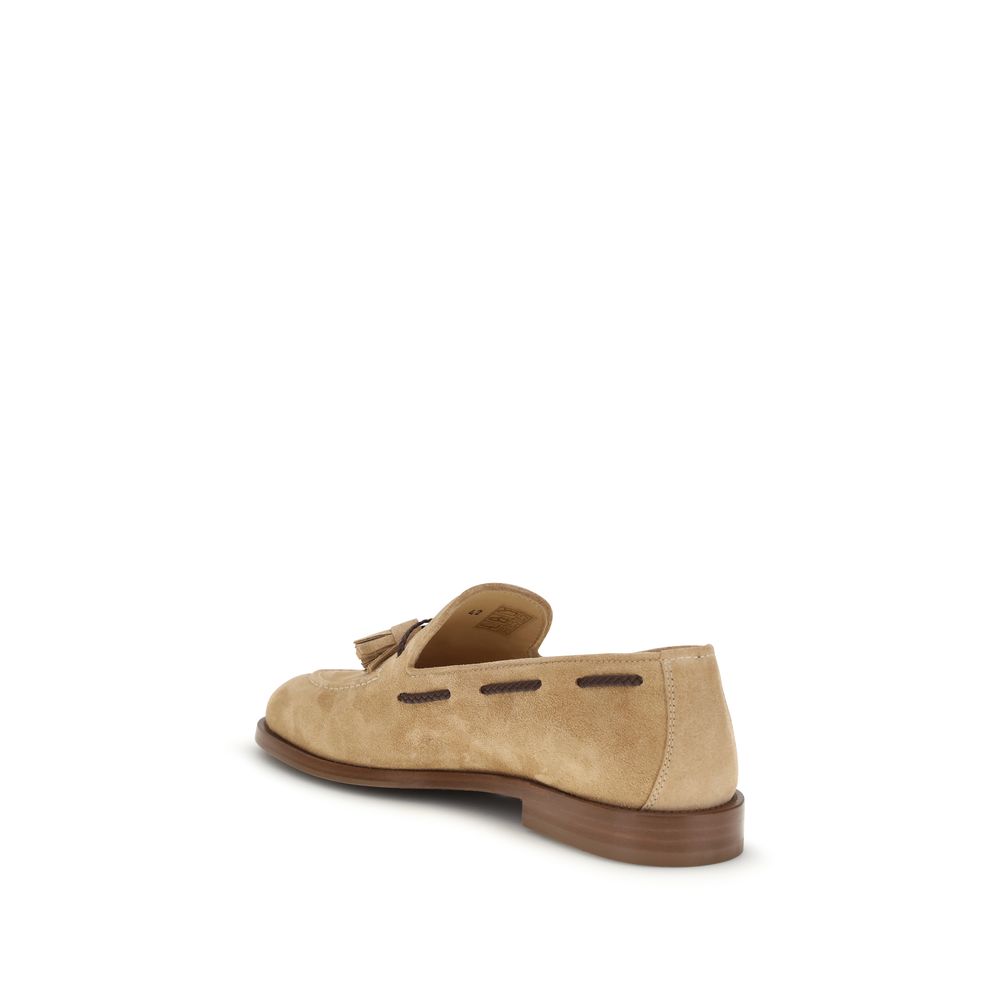 Brunello Cucinelli Brown Calf Leather Slip-On Loafers