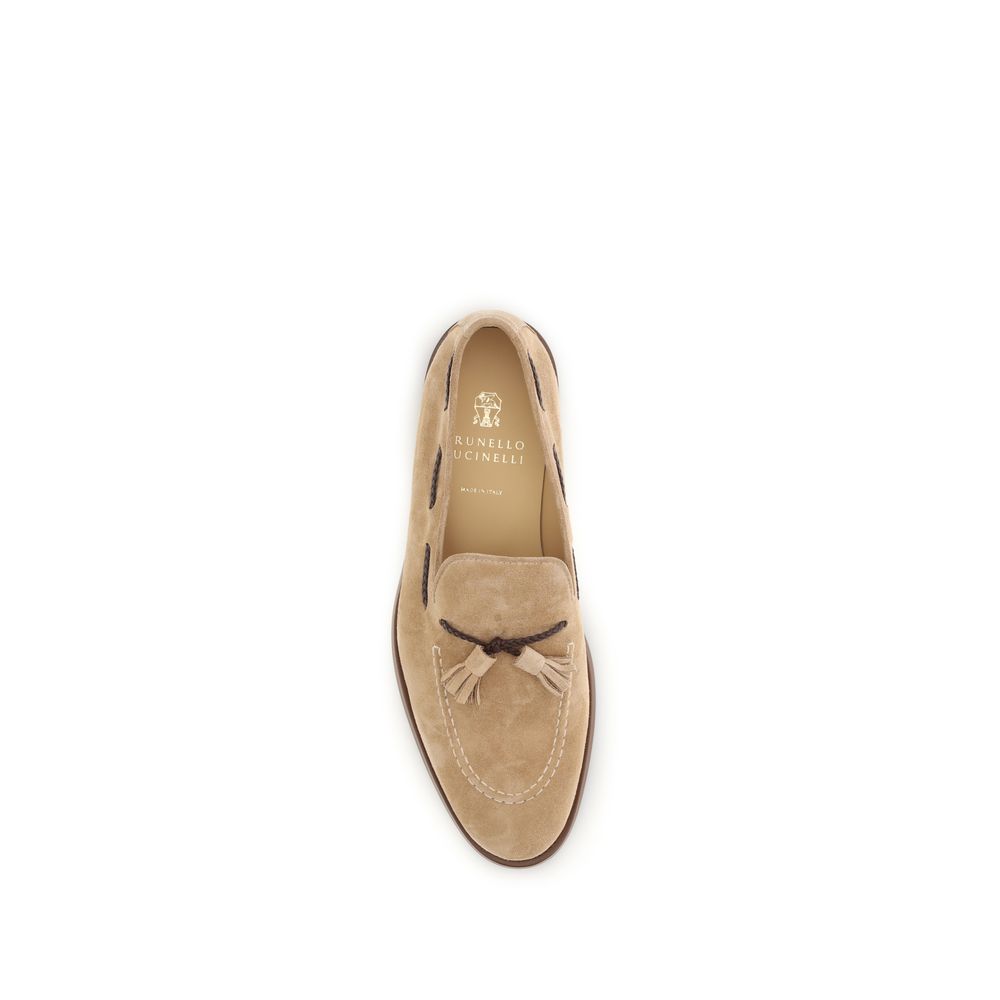 Brunello Cucinelli Brown Calf Leather Slip-On Loafers