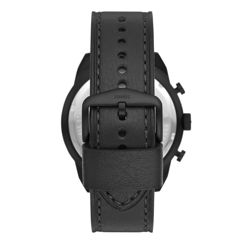 Fossil sportshorloge van zwart leer