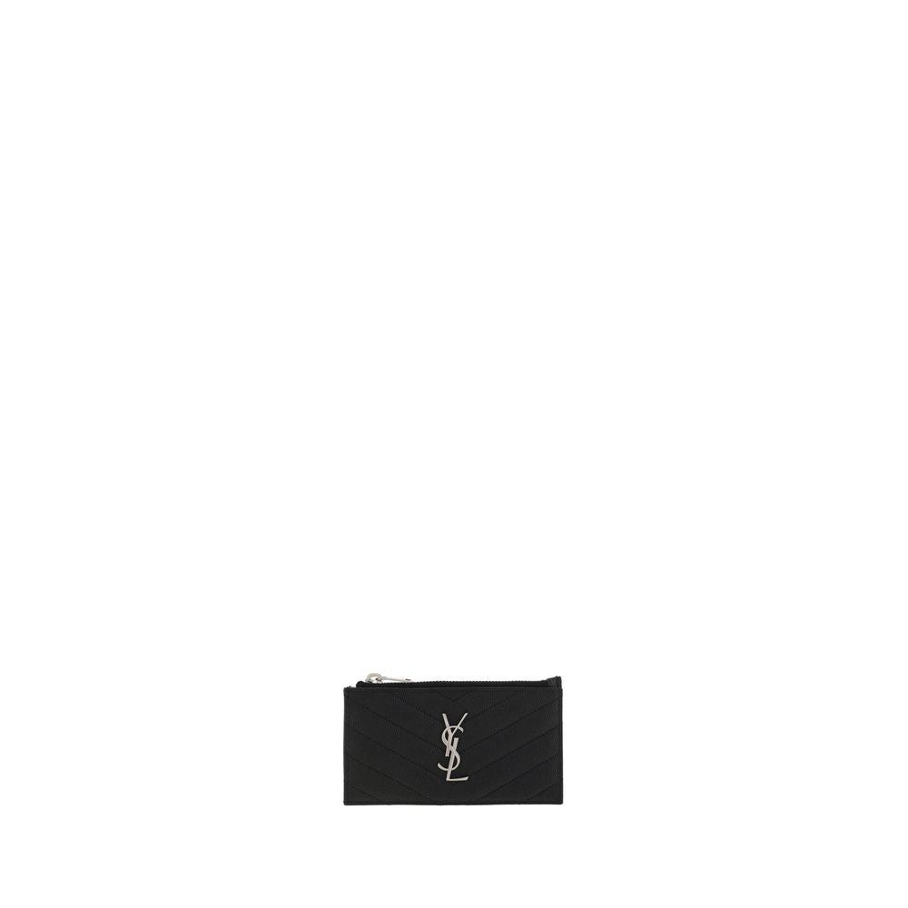 Saint Laurent Zwarte Kalfsleren Portemonnee van Bos Taurus