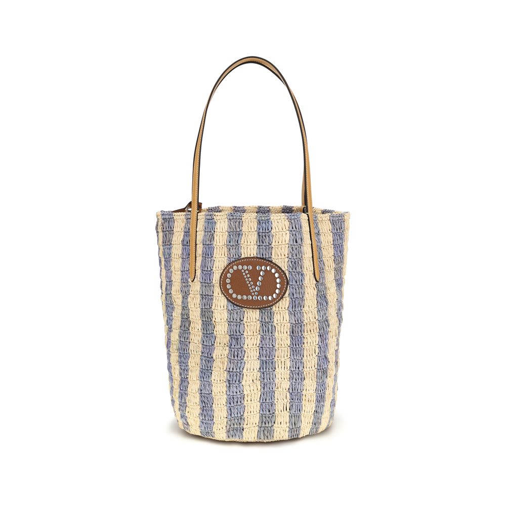 Valentino Garavani Blue Raffia Basket Bag