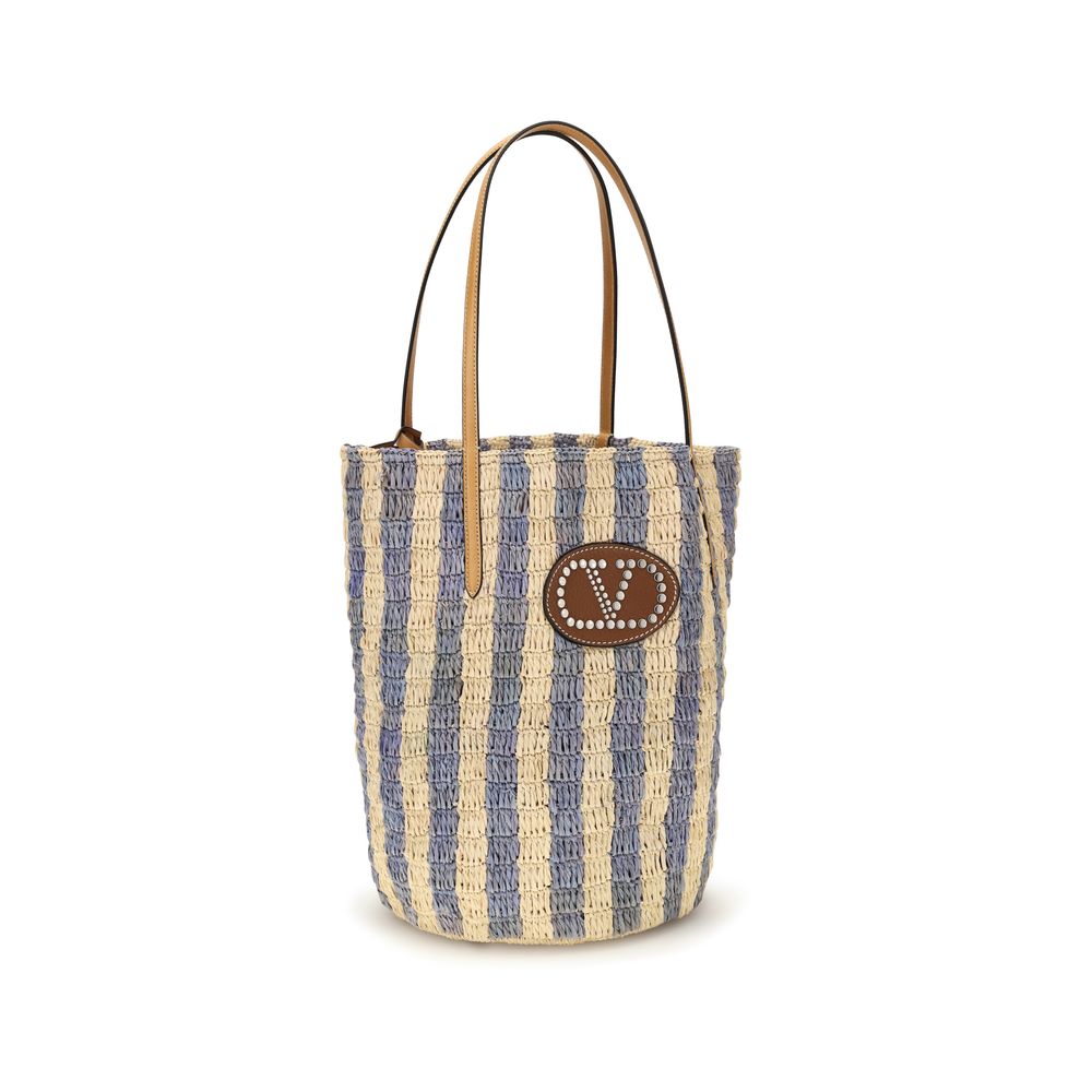 Valentino Garavani Blue Raffia Basket Bag