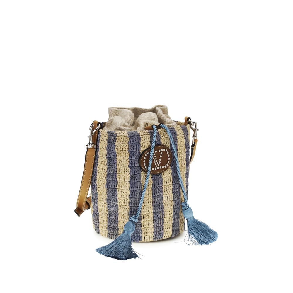 Valentino Garavani Blue Raffia Basket Bag