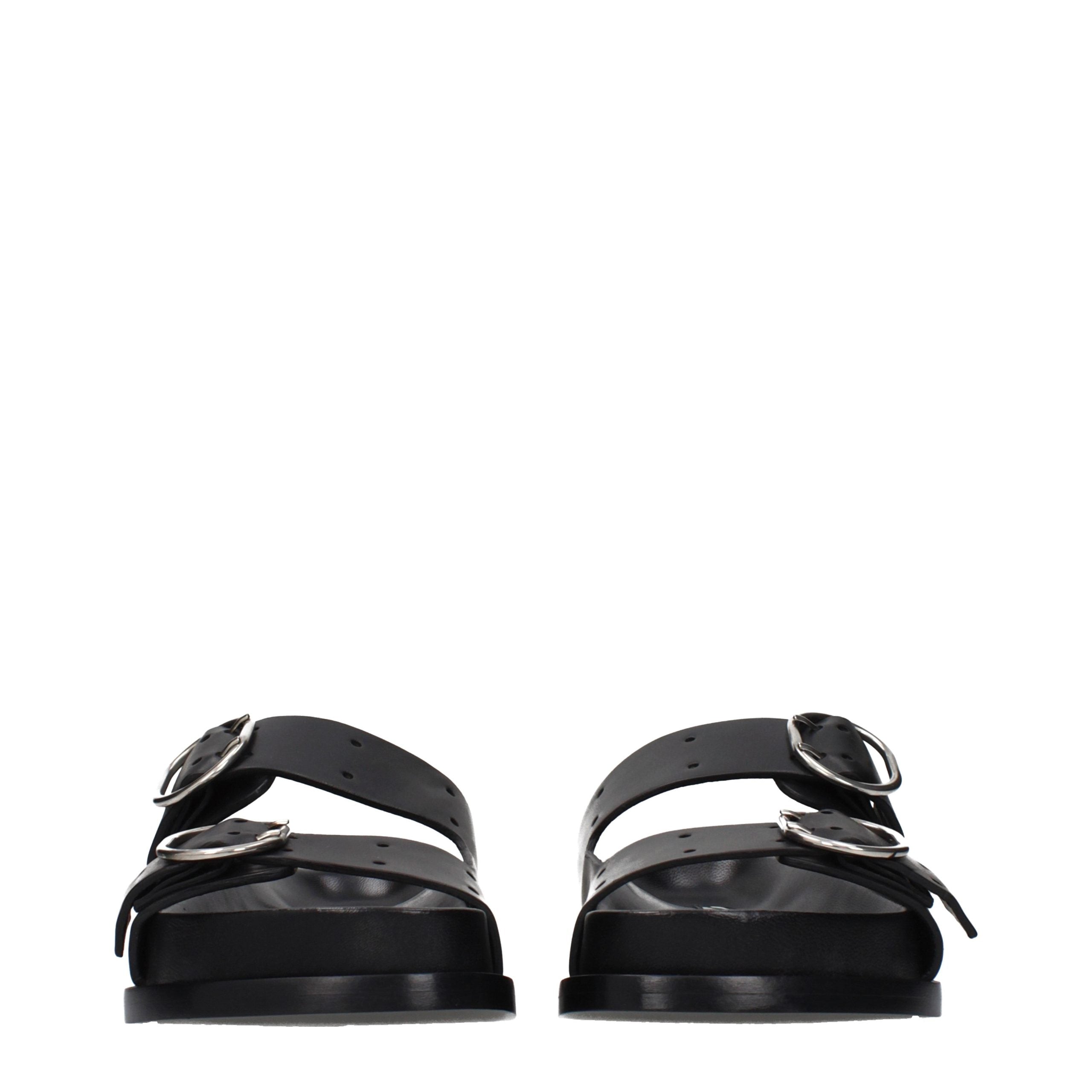 Jil Sander Zwarte Leren Slippers